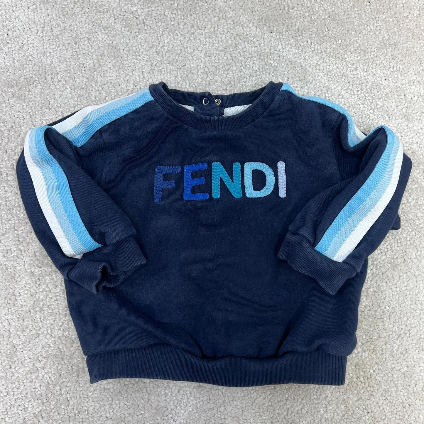 Kids Fendi White Blue Logo Jumper - 12M