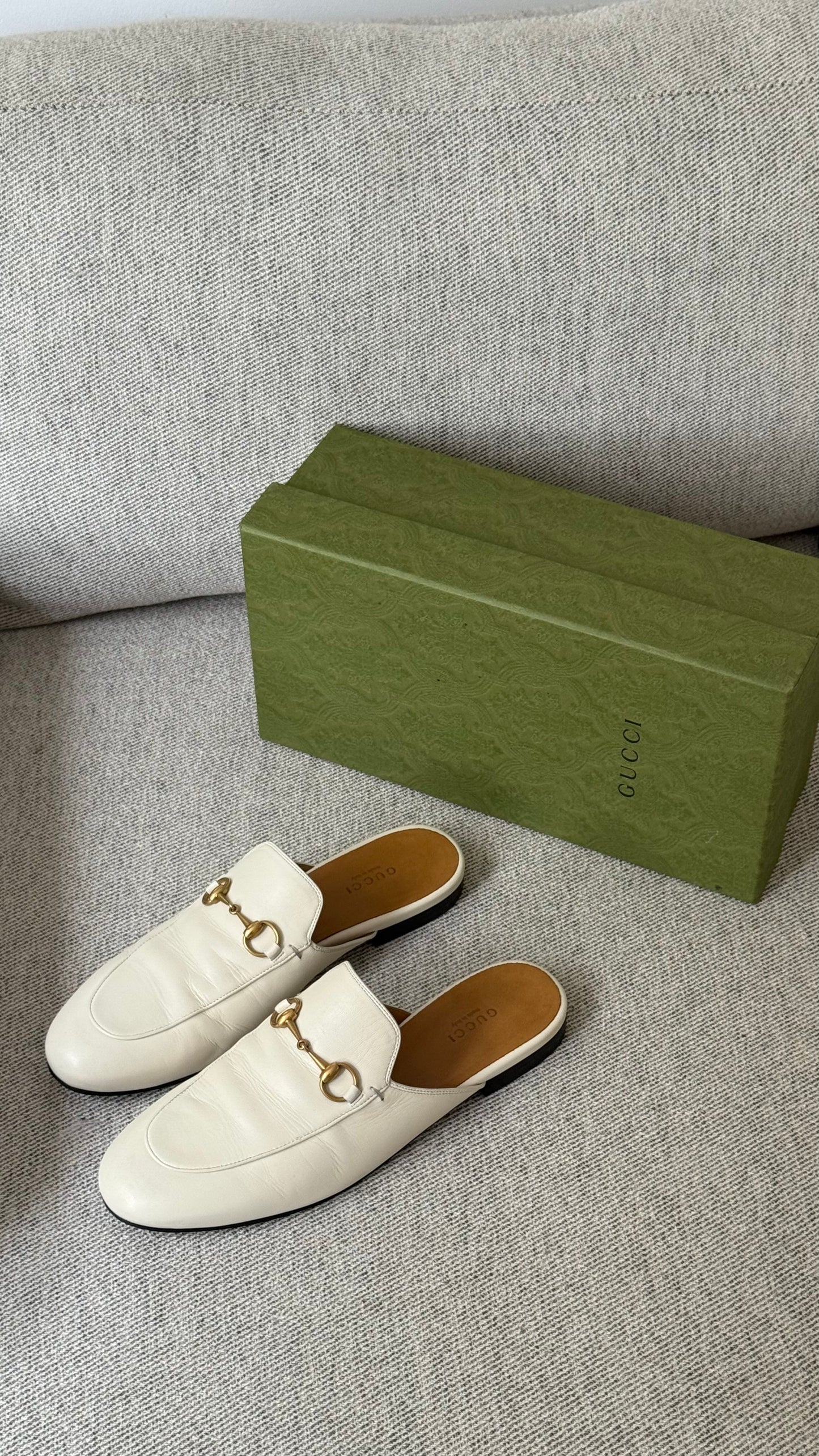 Gucci Cream Princetown Slider -UK 5.5