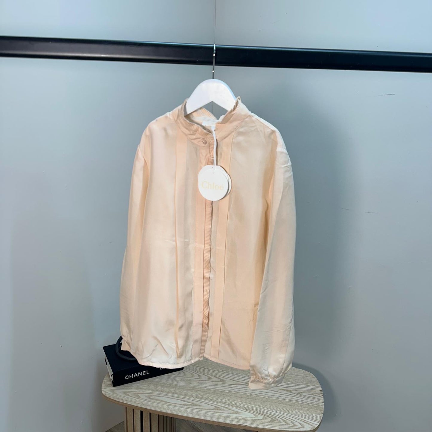 Kids Chloé Coral Logo Silk Frill Collar Shirt – New In Tags Age 12