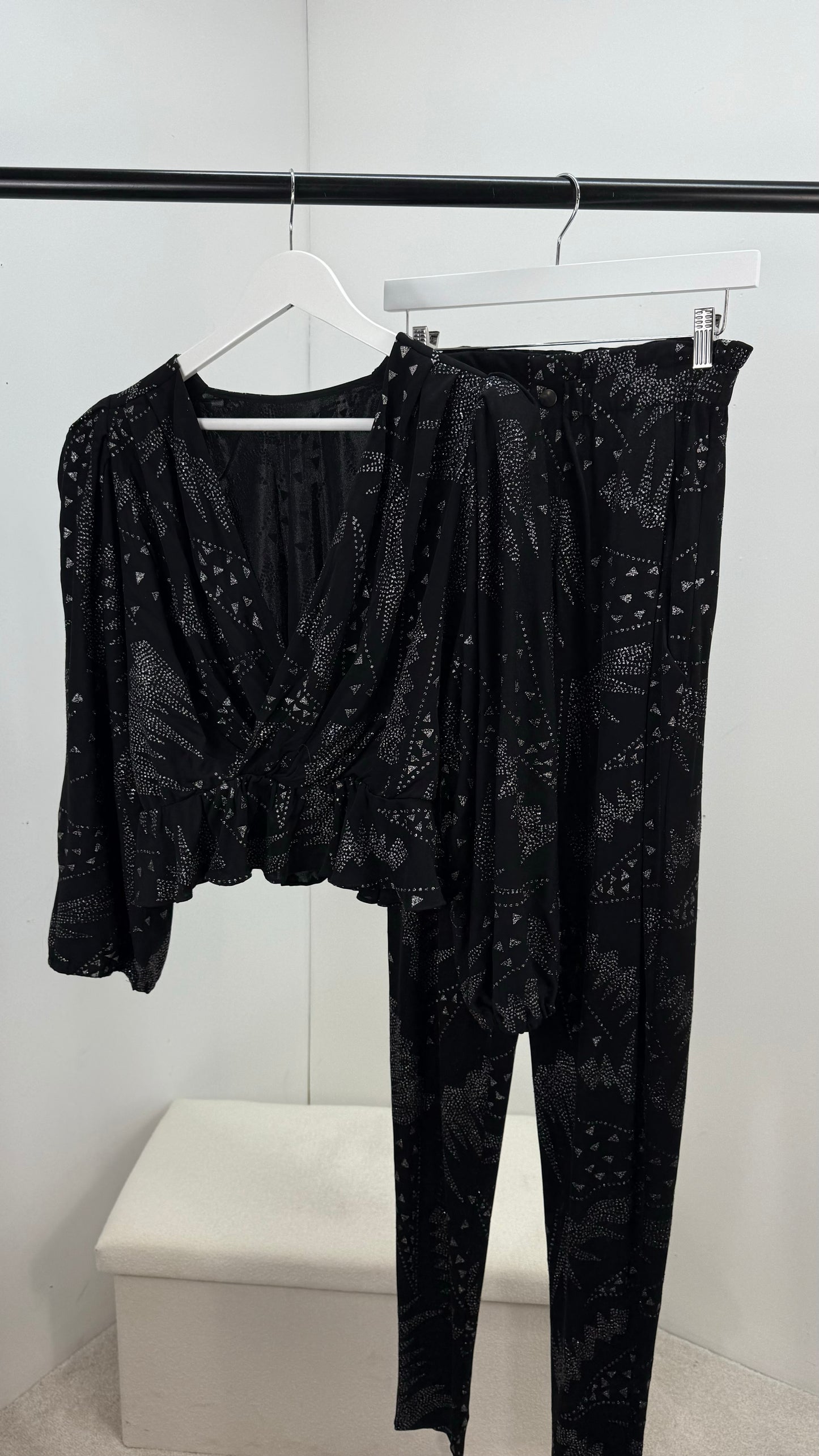 Isobel Marant Black & Silver Detail Trouser Co-Ord - UK 8