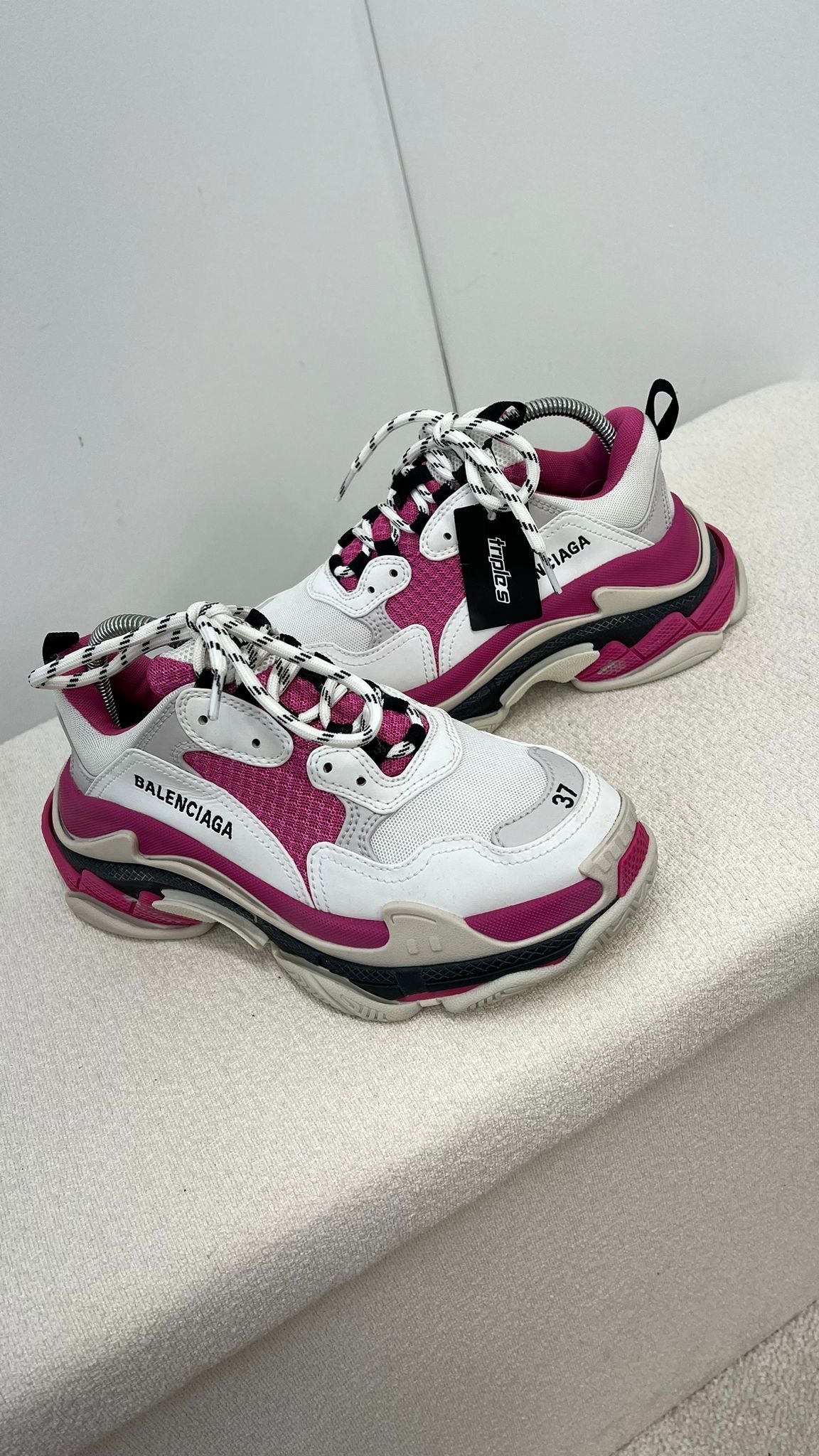 Balenciaga White And Pink Triple S Trainers , Brand New- UK 4