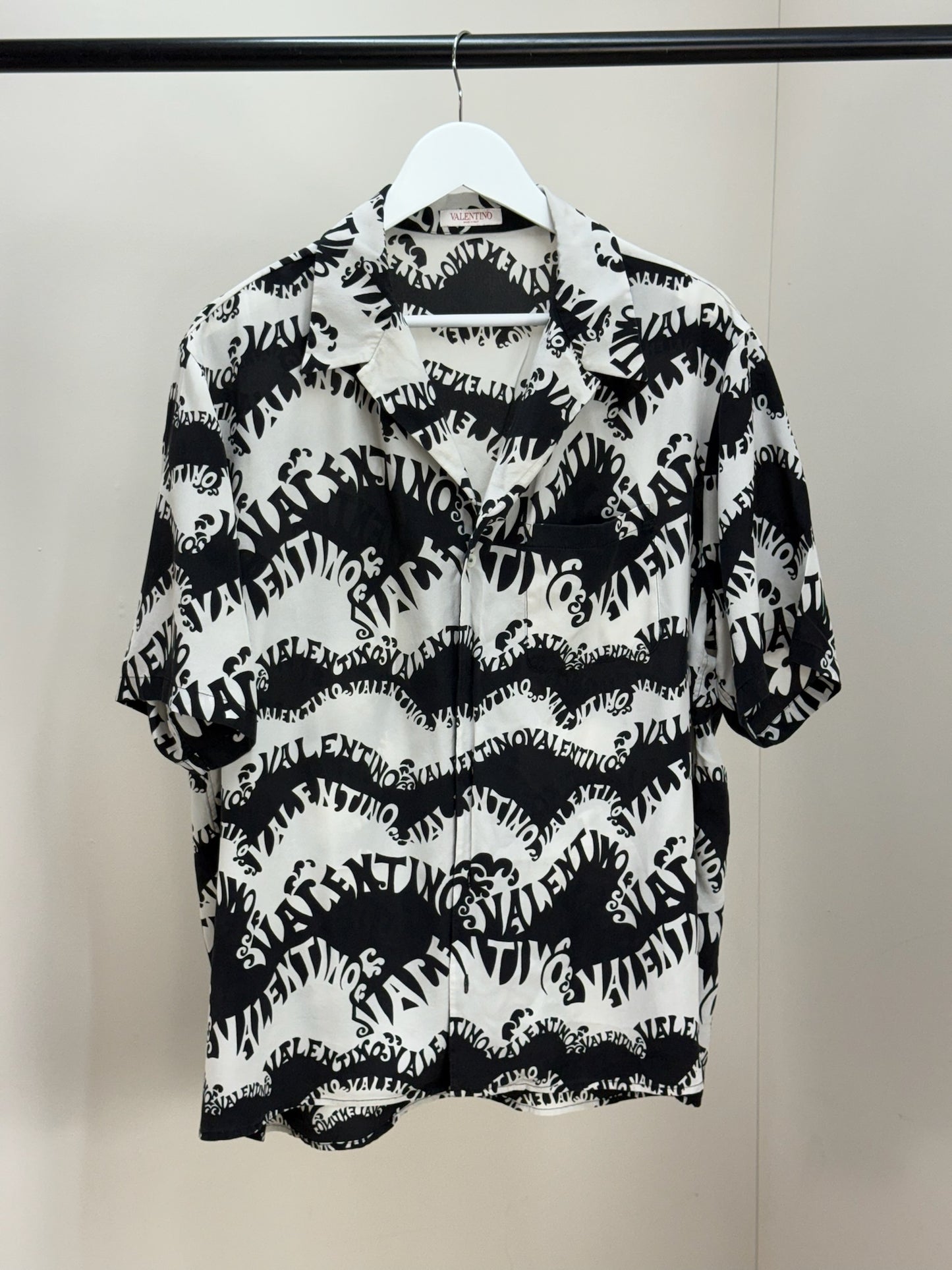 Valentino Black White Multi Logo Shirt - 48/Medium