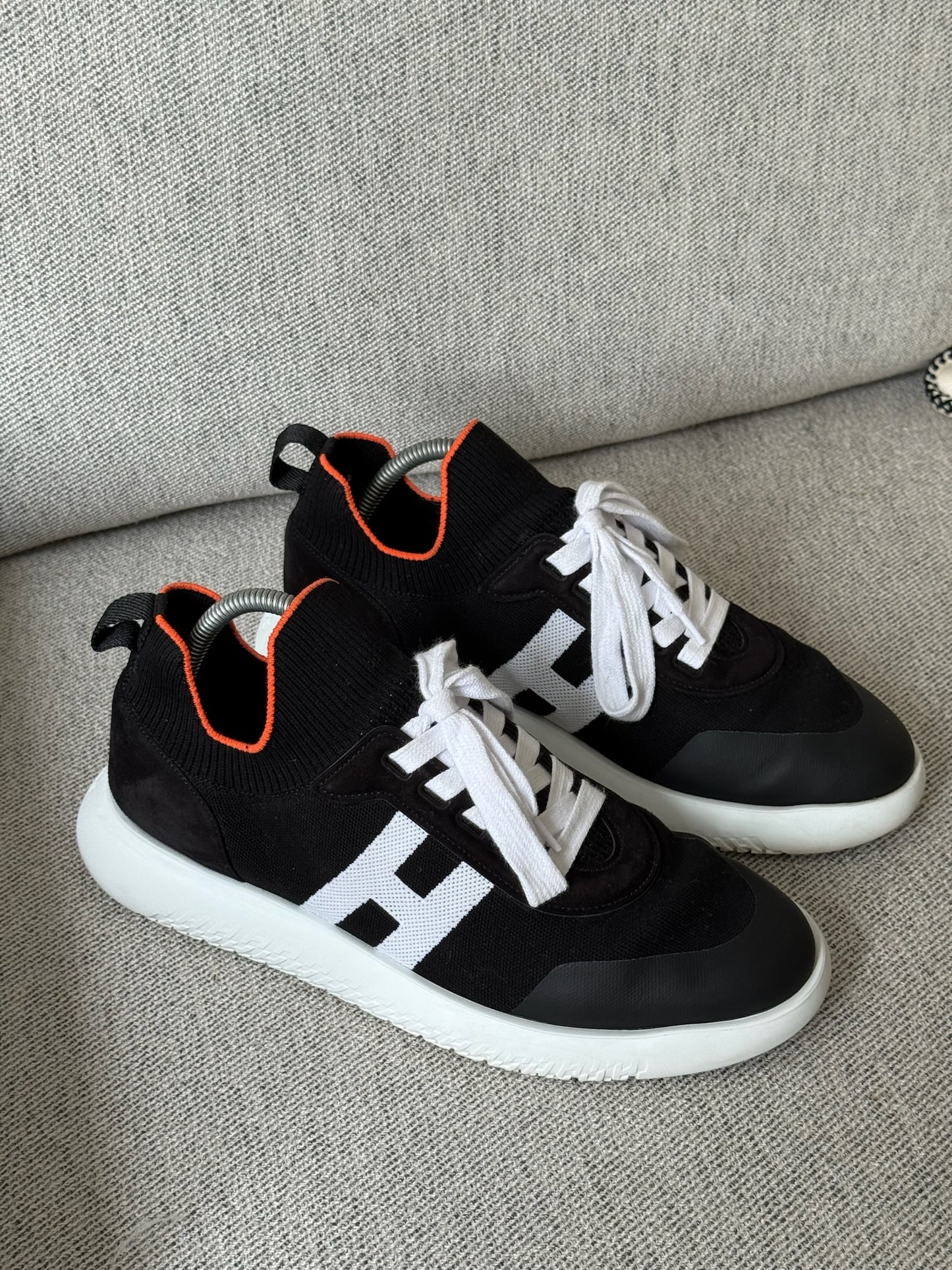 Hermes Black Orange Crew Trainers - UK 8