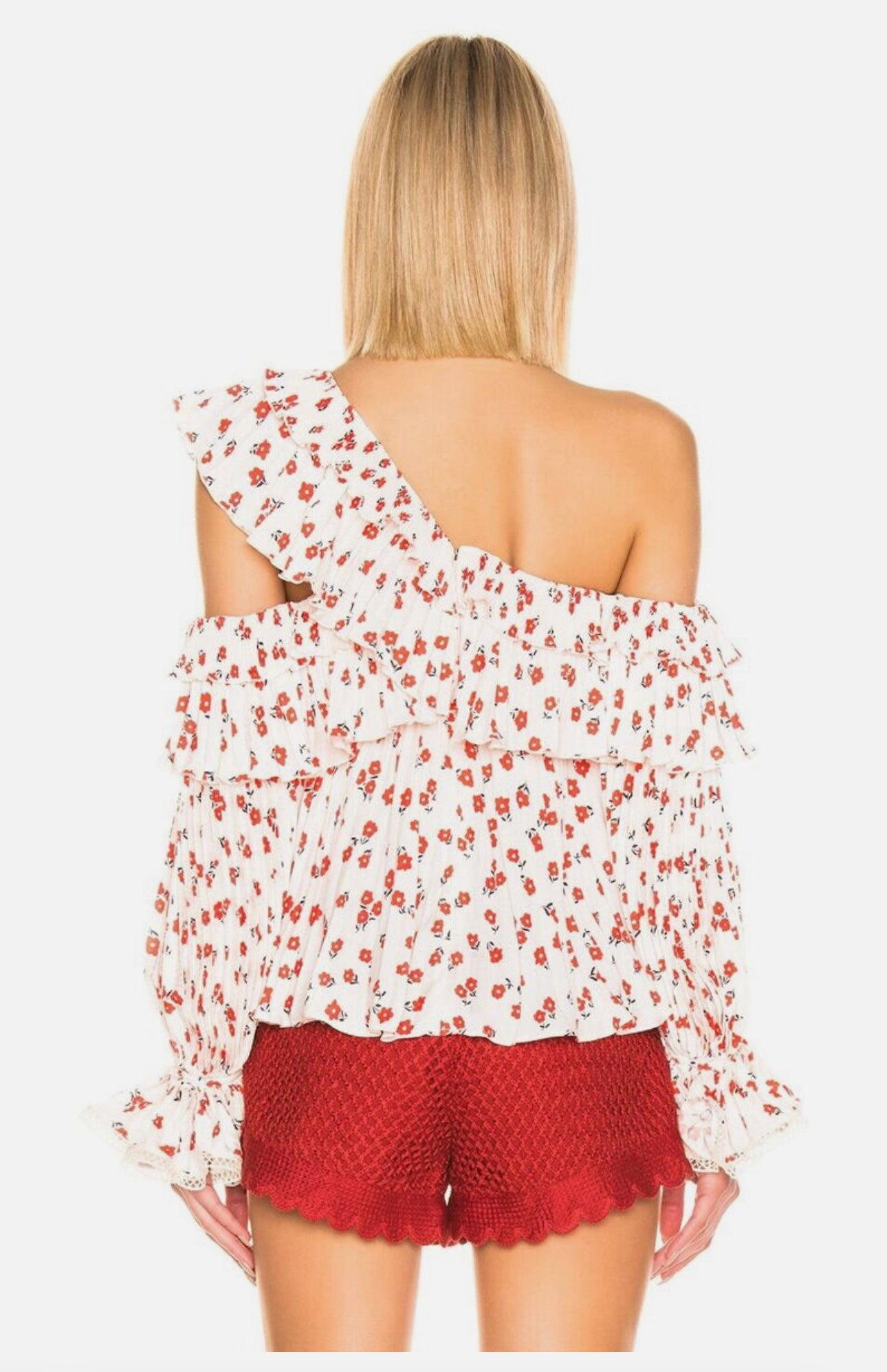 Self Portrait Ditsy Print, Off the Shoulder Floral Top - UK 10