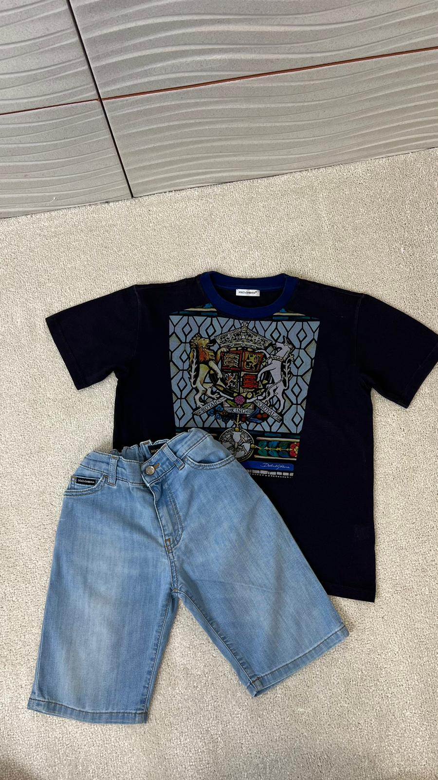 Kids Dolce & Gabbana Navy/Purple Window Shield Print T-Shirt (Age 6)