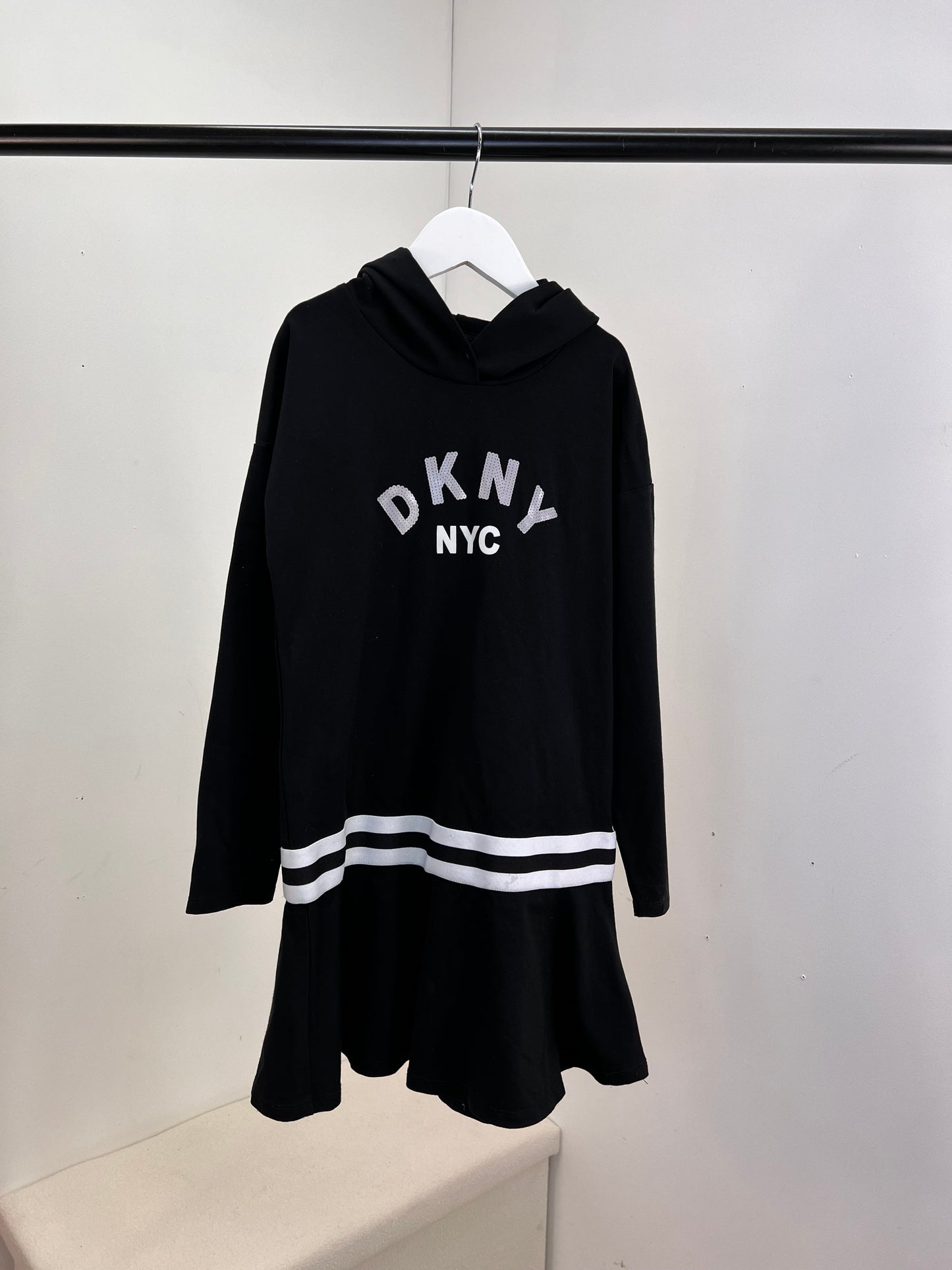 Kids DKNY Black & White Logo Jumper Dress - Age 8