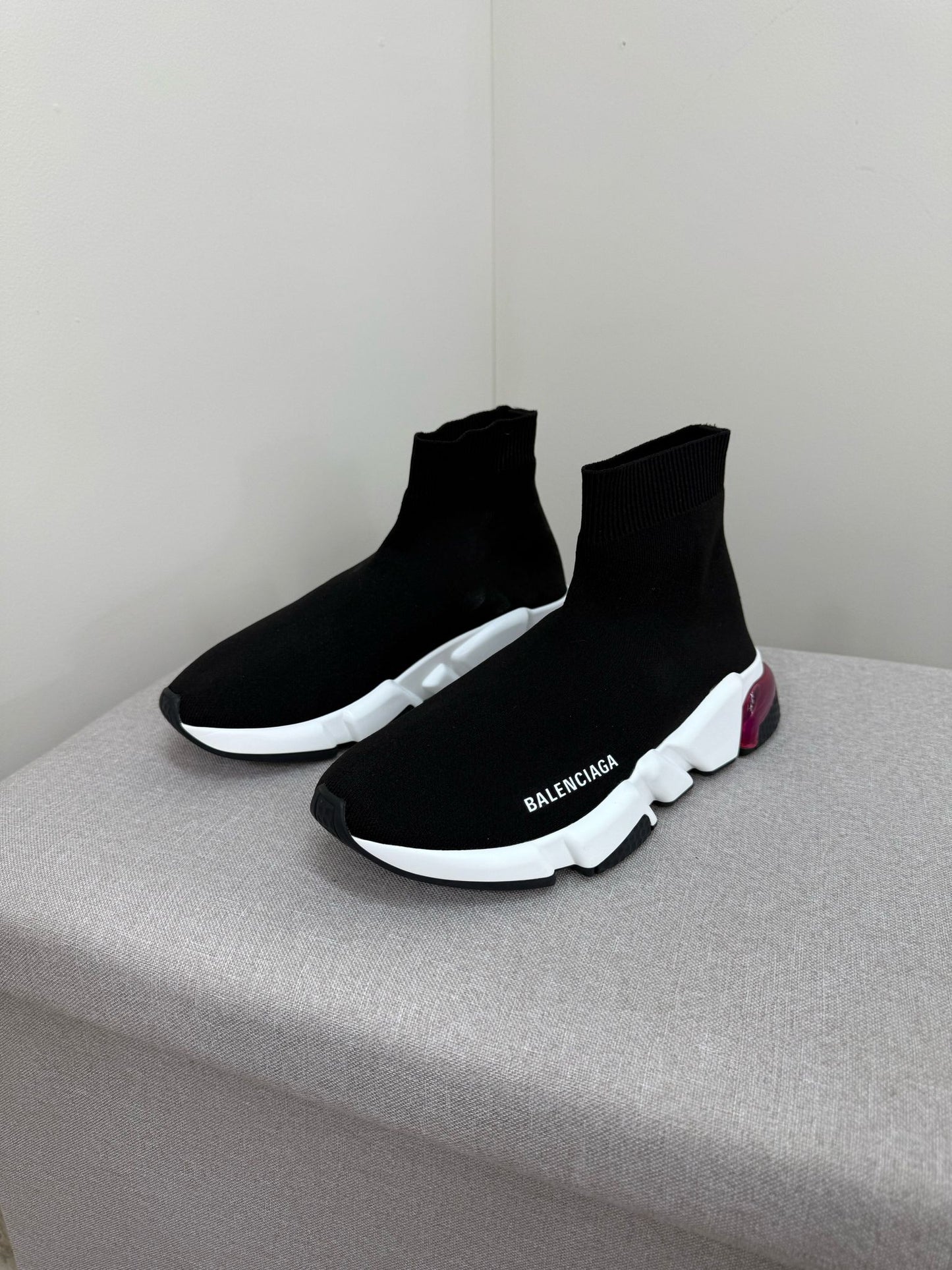 Balenciaga Black White Pink Speed Trainers- UK 5
