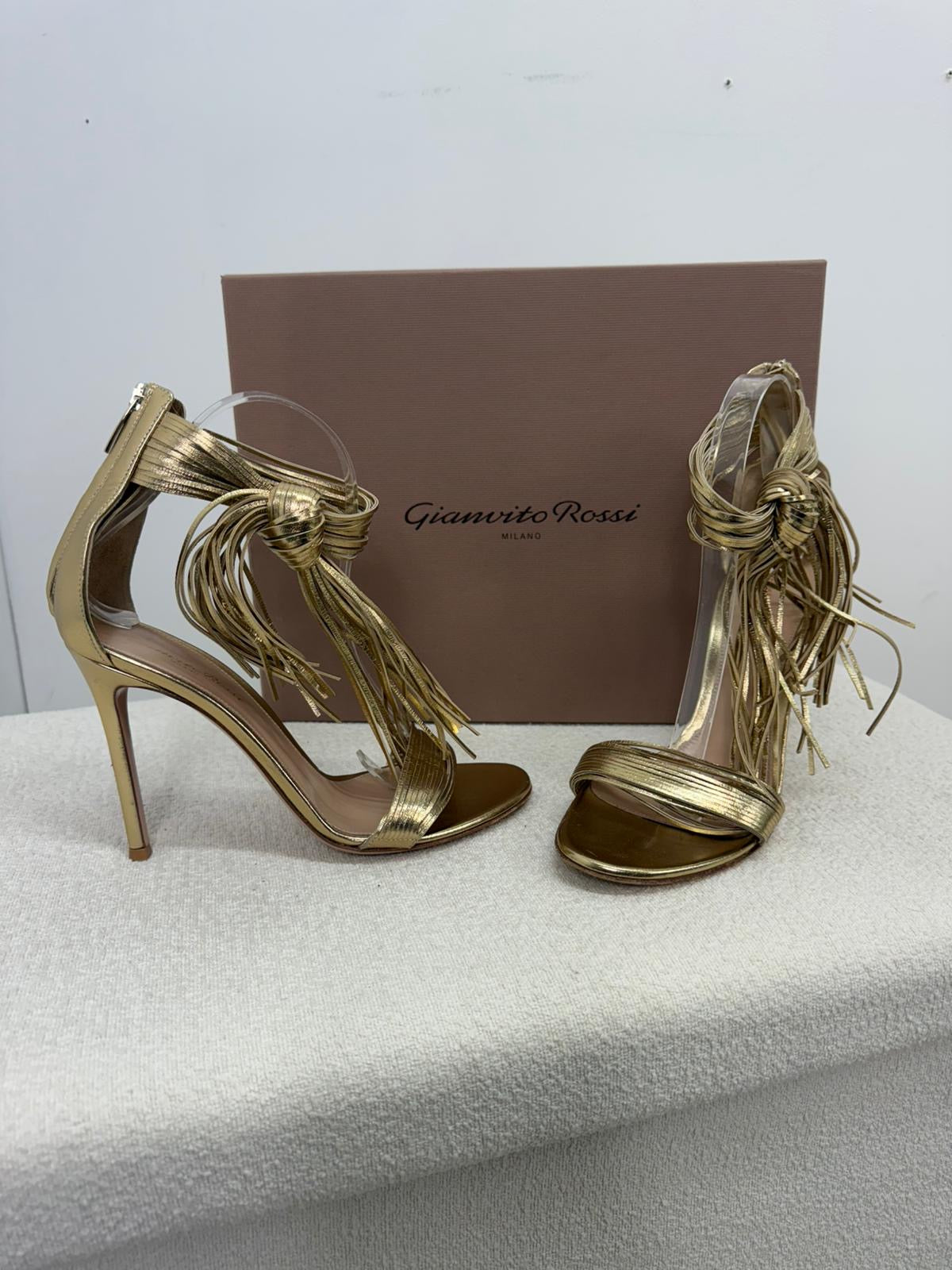 Gianvito Rossi Gold Tassel 'Noelle' Heels - UK 6