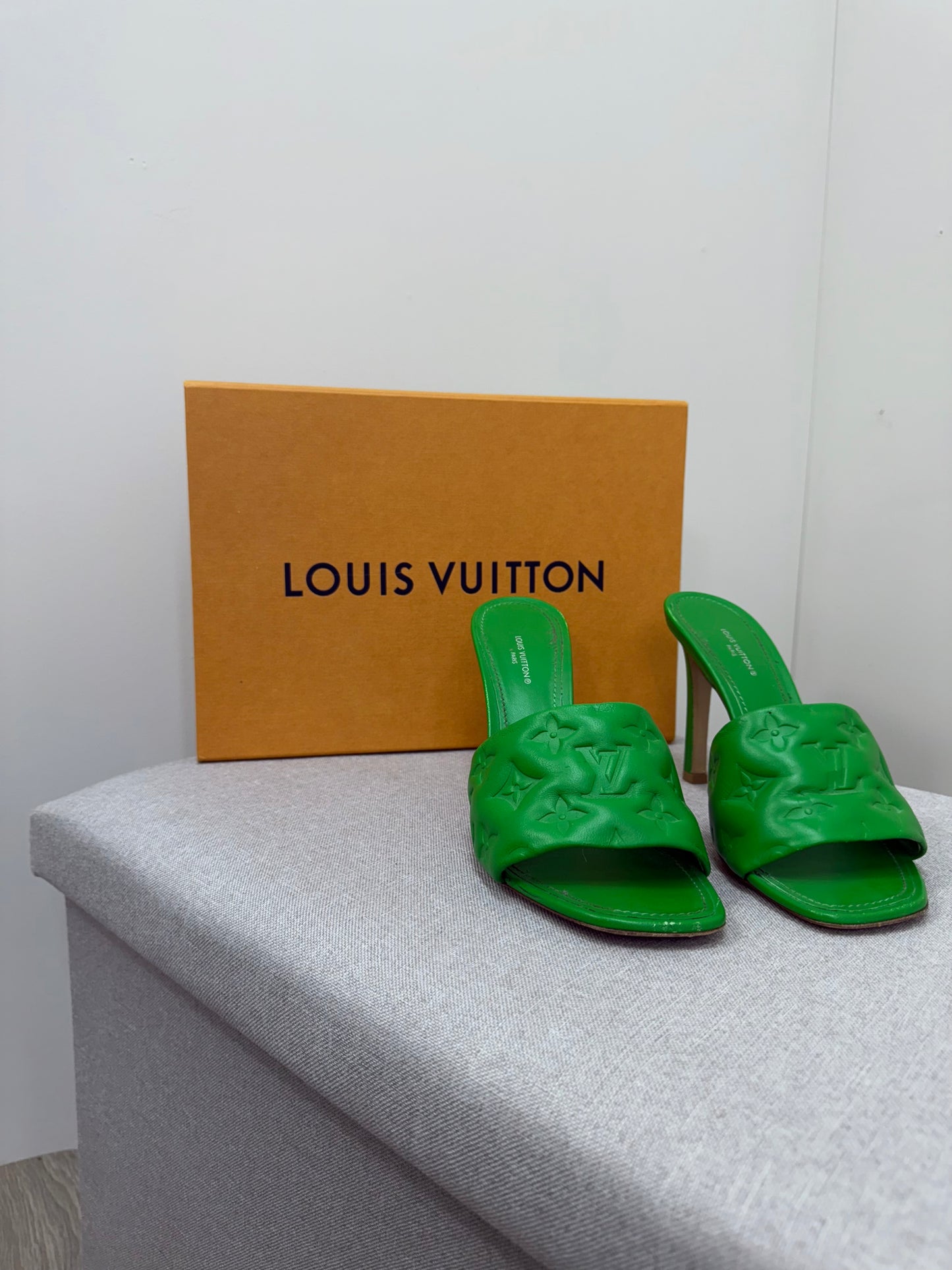 Louis Vuitton Green Revival Monogram Heels -UK 6