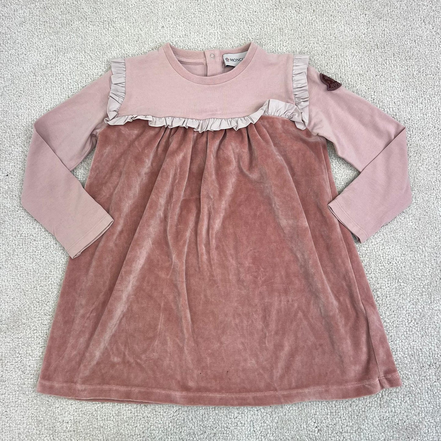 Kids Moncler Nude/Brown Suede Dress - Age 3
