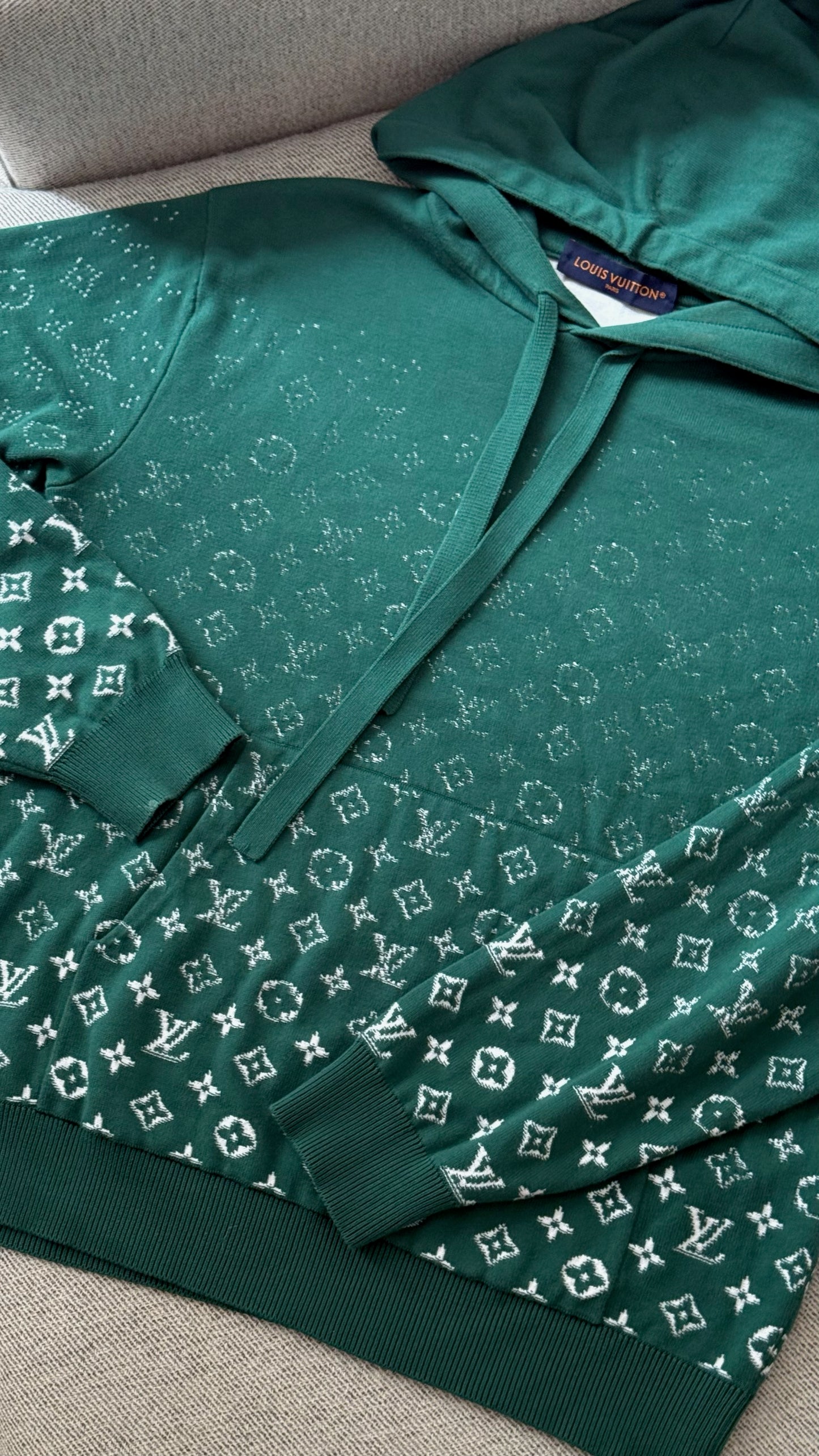 Louis Vuitton Green Gradient Cotton Monogram Hoodie-Small