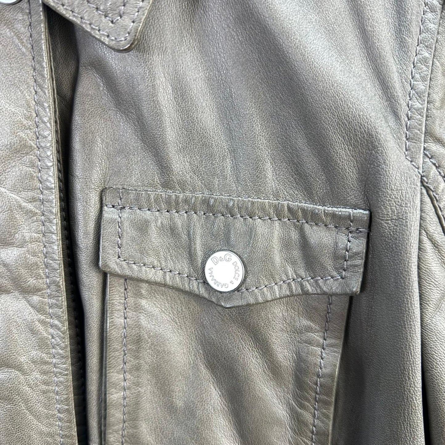 Dolce & Gabbana Women’s Greige Leather Jacket ( 44/XL)