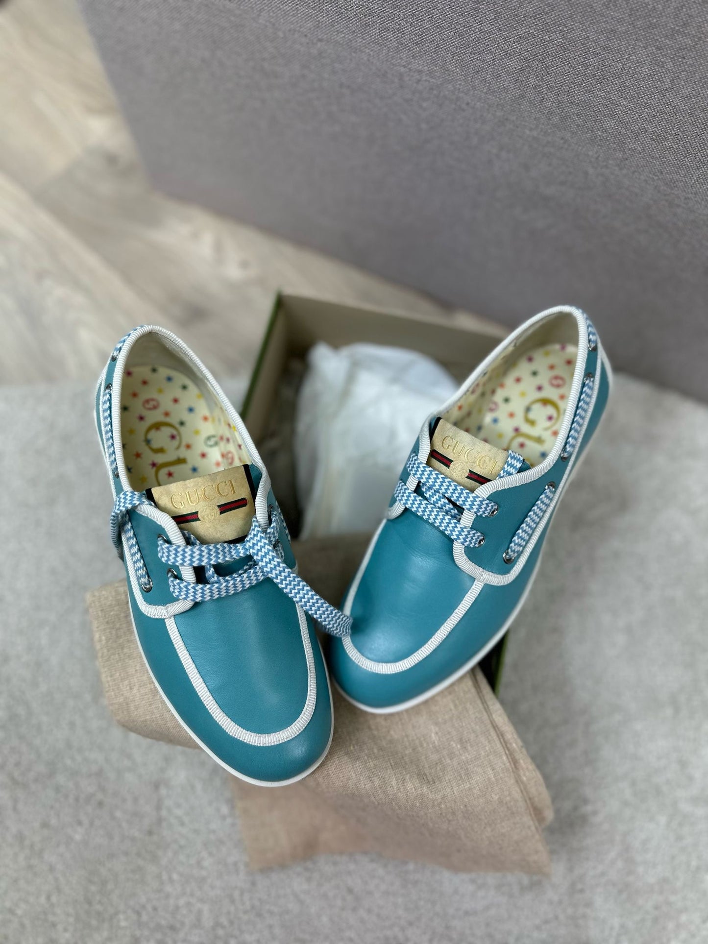 Kids Gucci Blue Boat Shoes - Brand New In box Eu 33