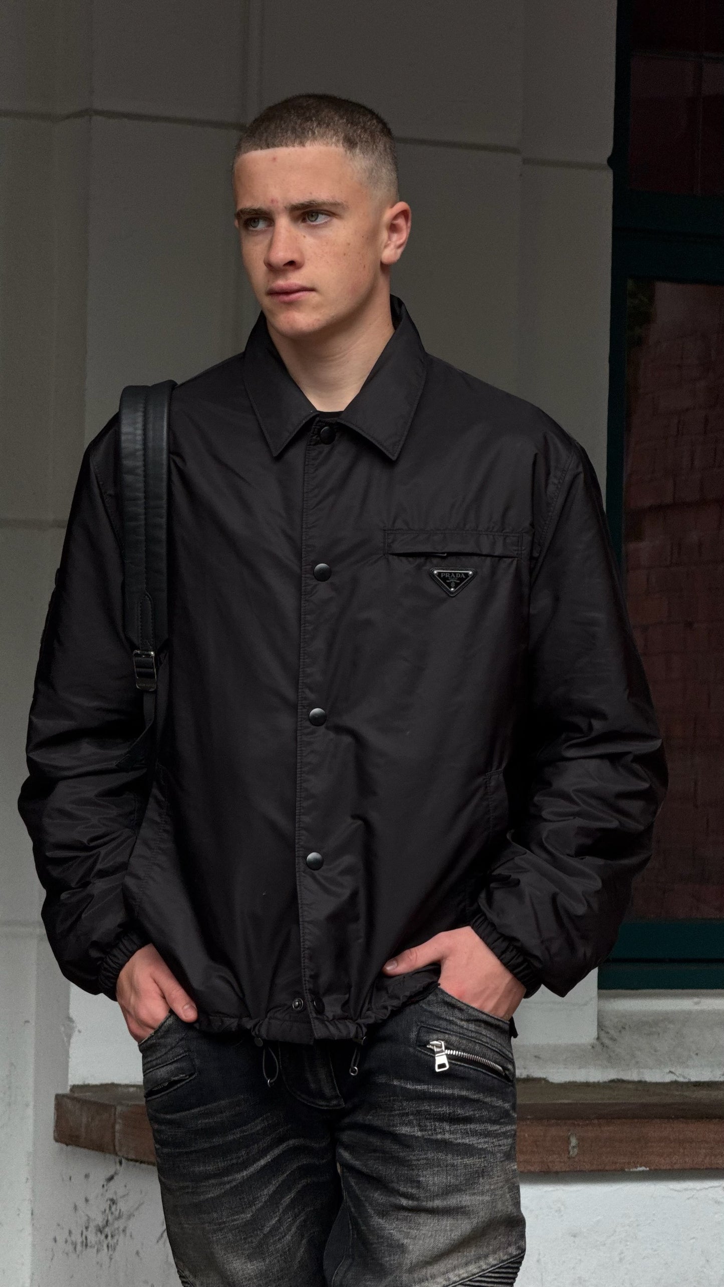 Prada Black Re-Nylon blouson Zip Up Jacket -52/XL