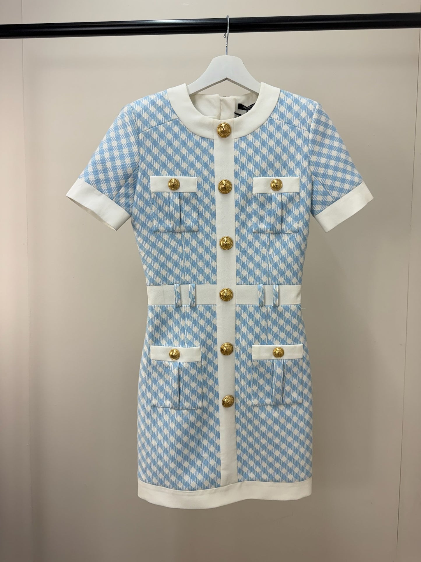 Balmain Blue White Checked Dress -UK 6/34