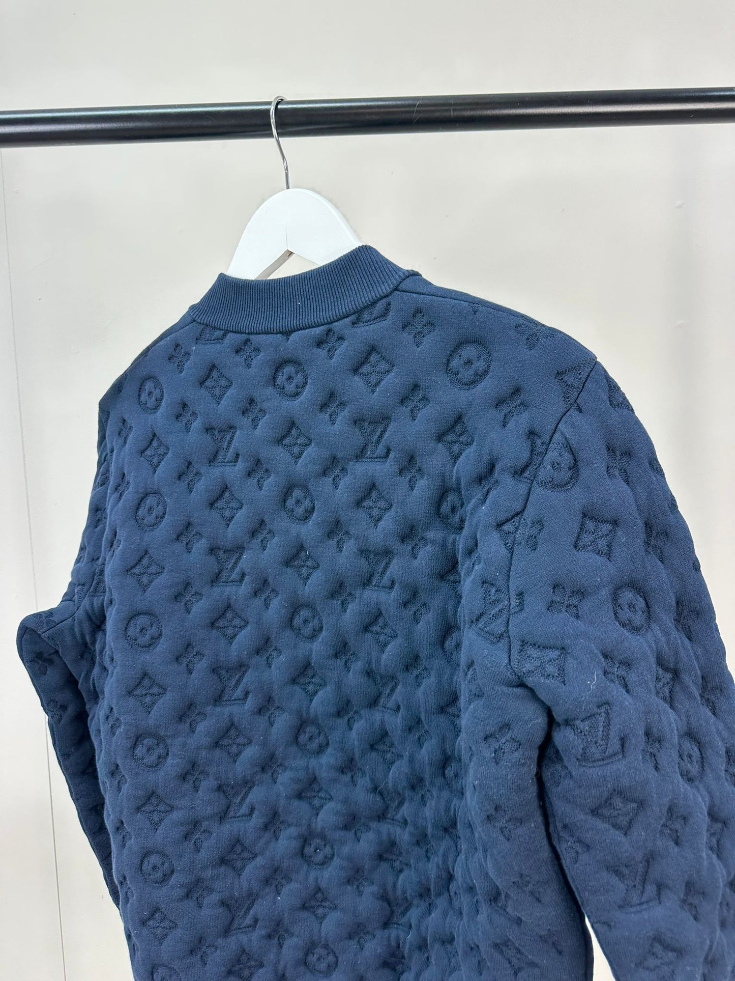 Louis Vuitton Navy Embossed Monogram Pilot Jacket - Small