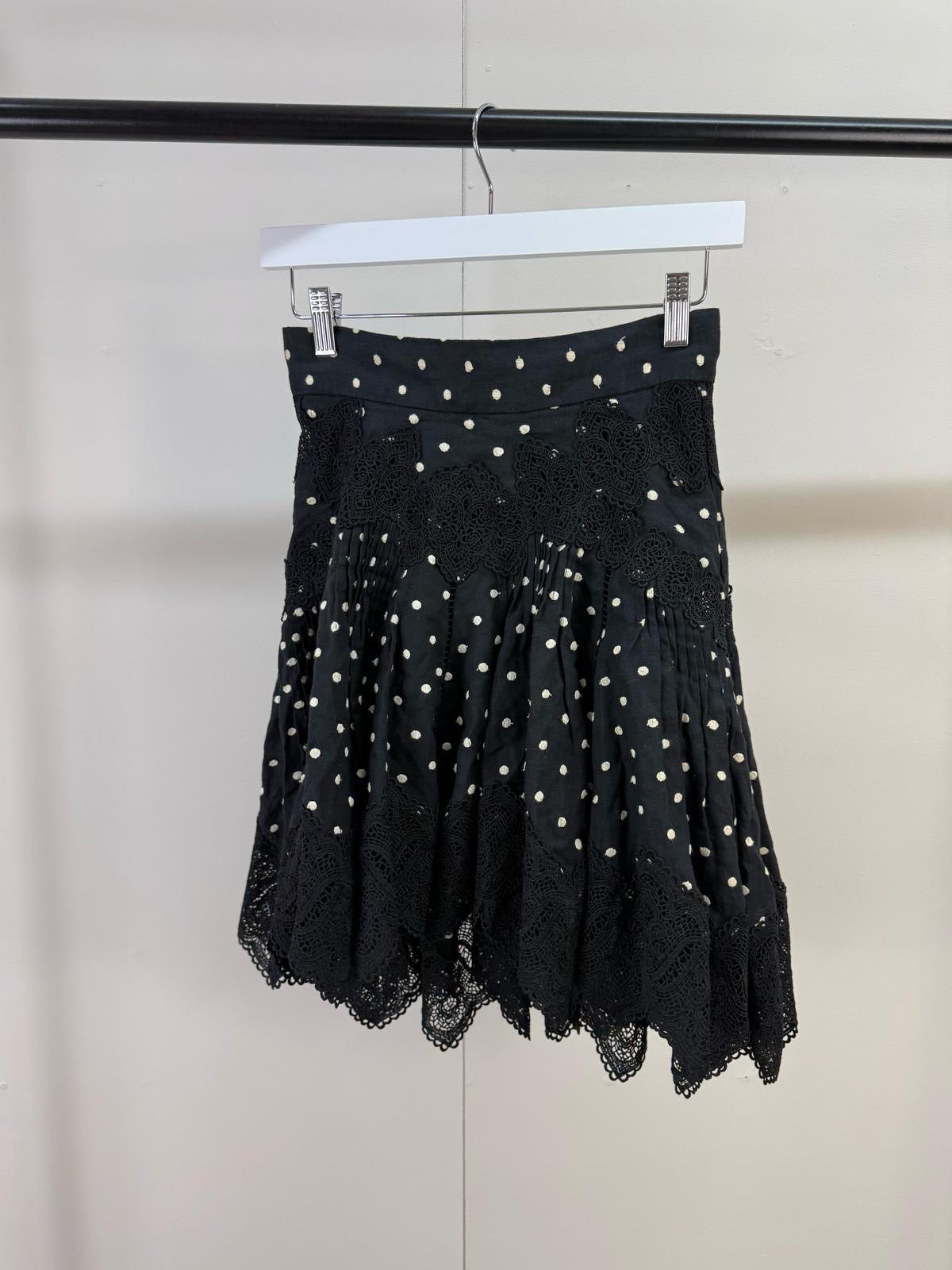 Zimmermann Black Polkadot Skirt - 0 Uk 8