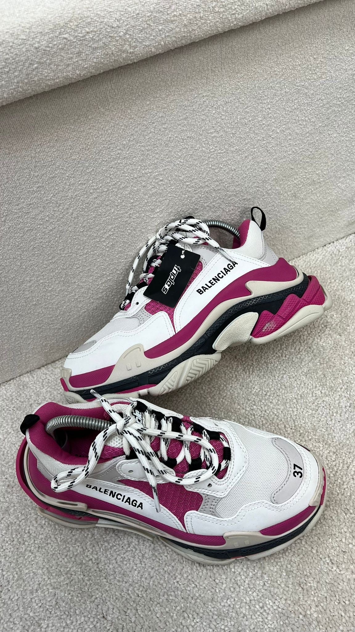 Balenciaga White And Pink Triple S Trainers , Brand New- UK 4