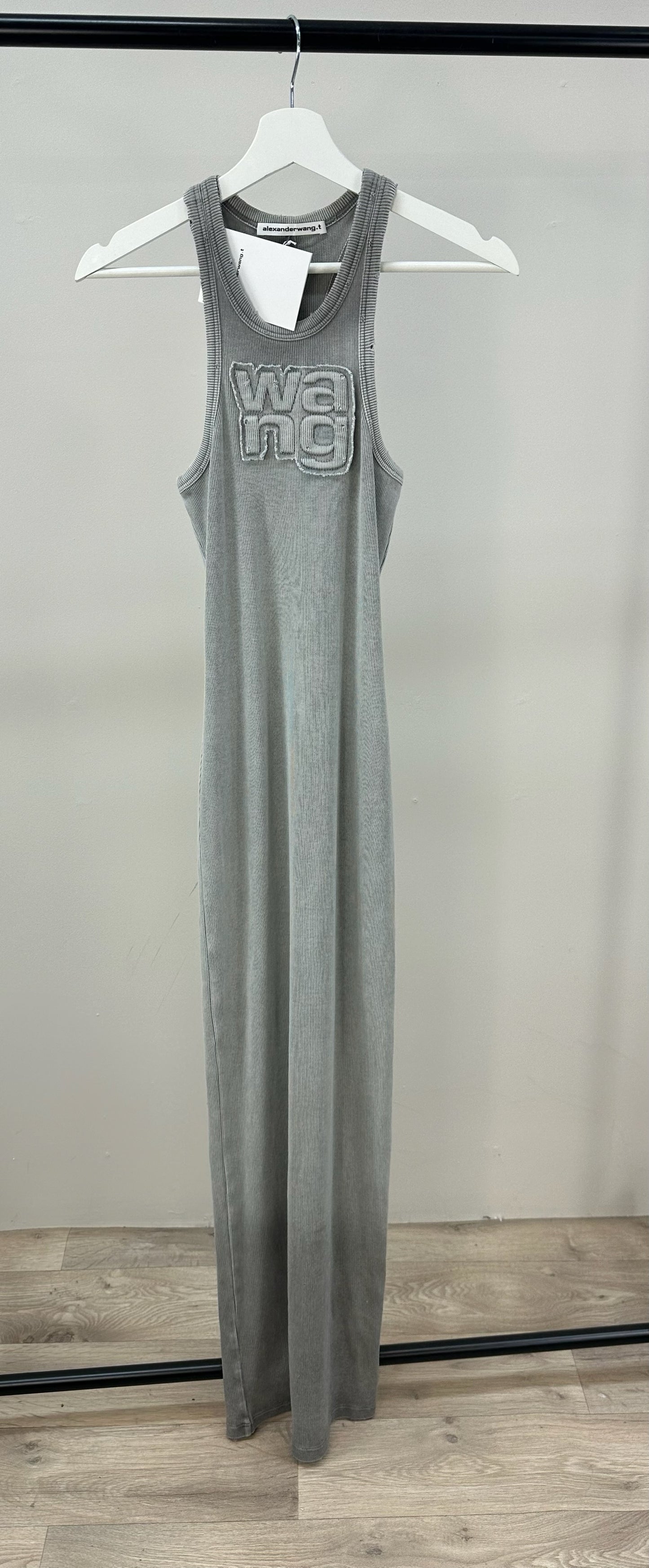 Alexander Wang Grey Ribbed WANG Maxi Dress-New In Tags 10/Small