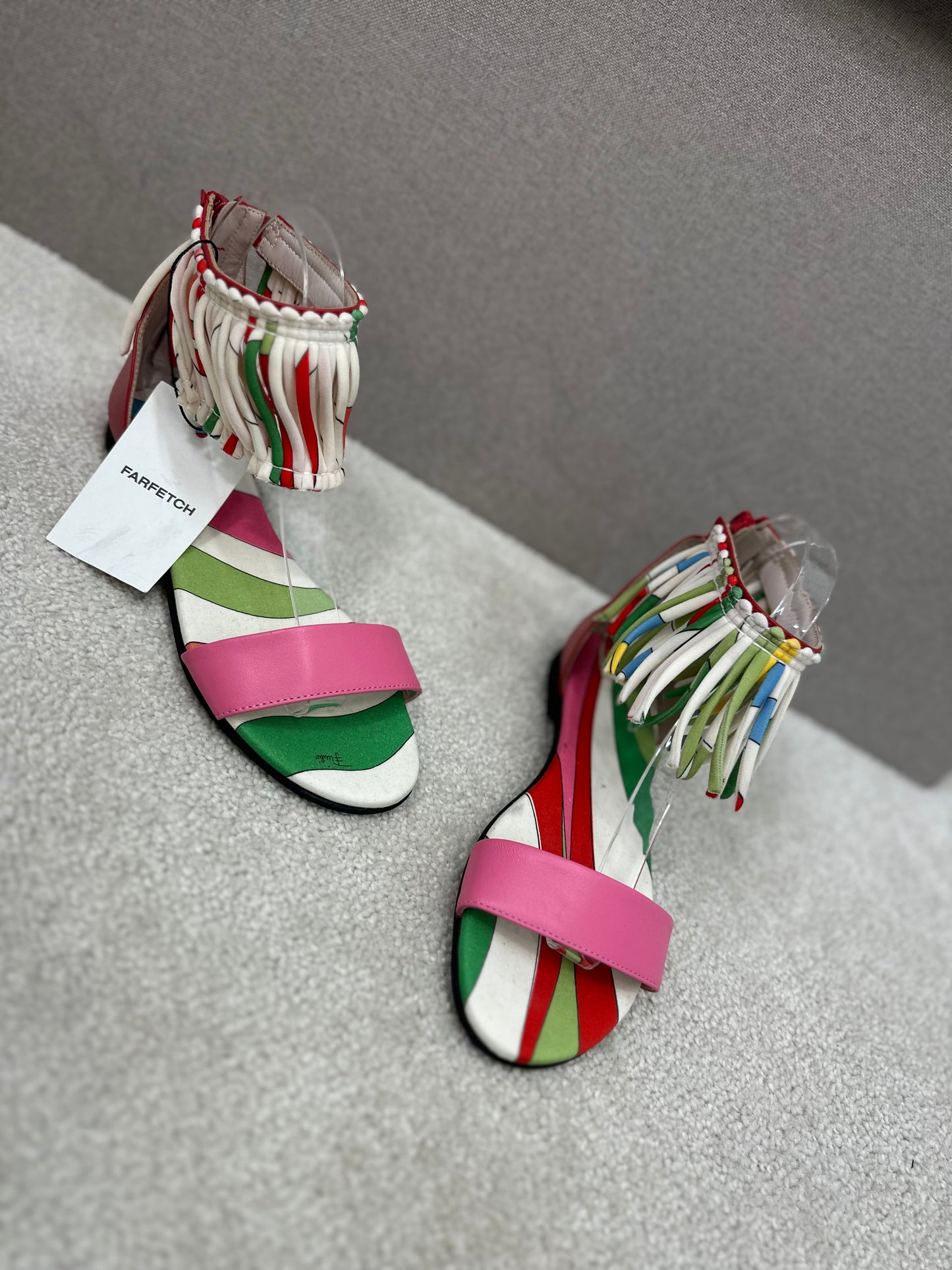 Pucci Womens Multi Print Tassle Sandals - UK 4