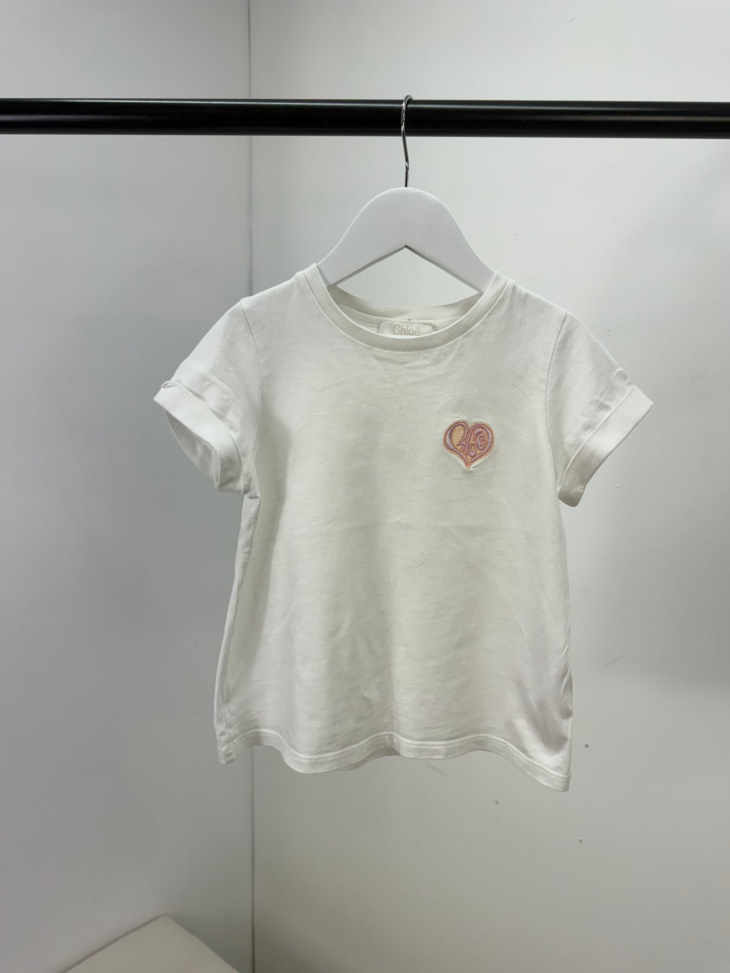 Kids Chloe White Heart Logo T-Shirt - Age 6