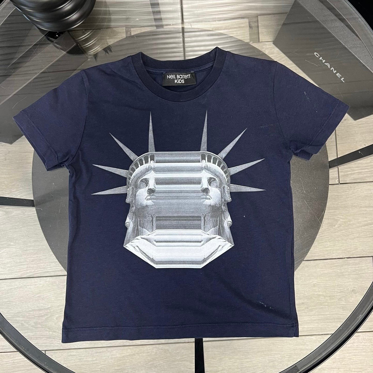 Kids Neil Barrett statue of liberty navy t-shirt - Age 4