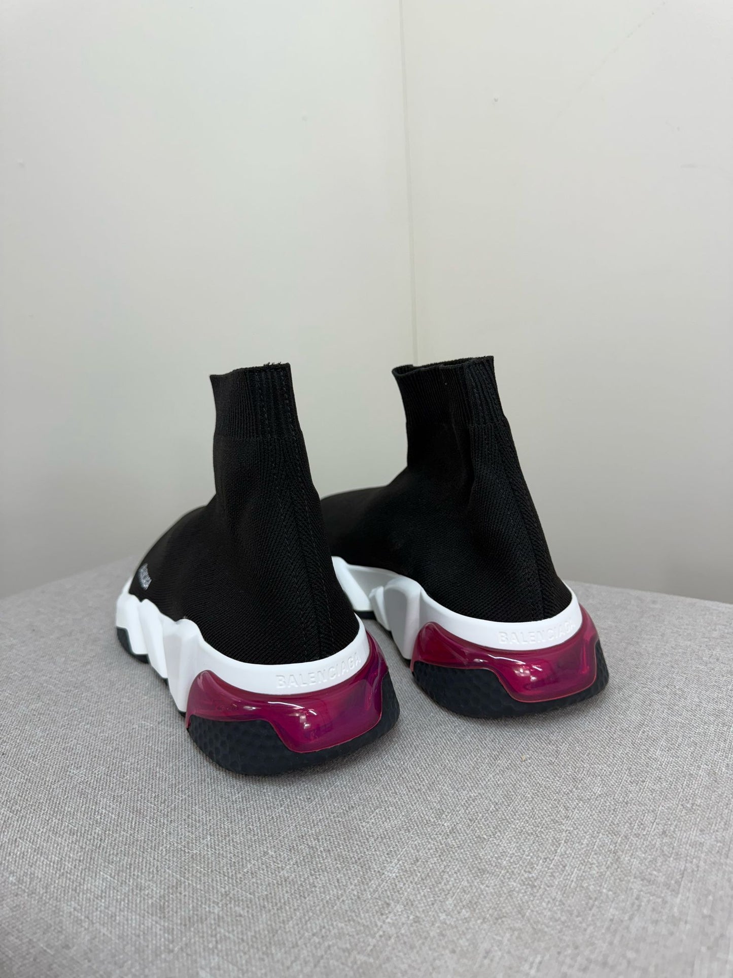 Balenciaga Black White Pink Speed Trainers- UK 5
