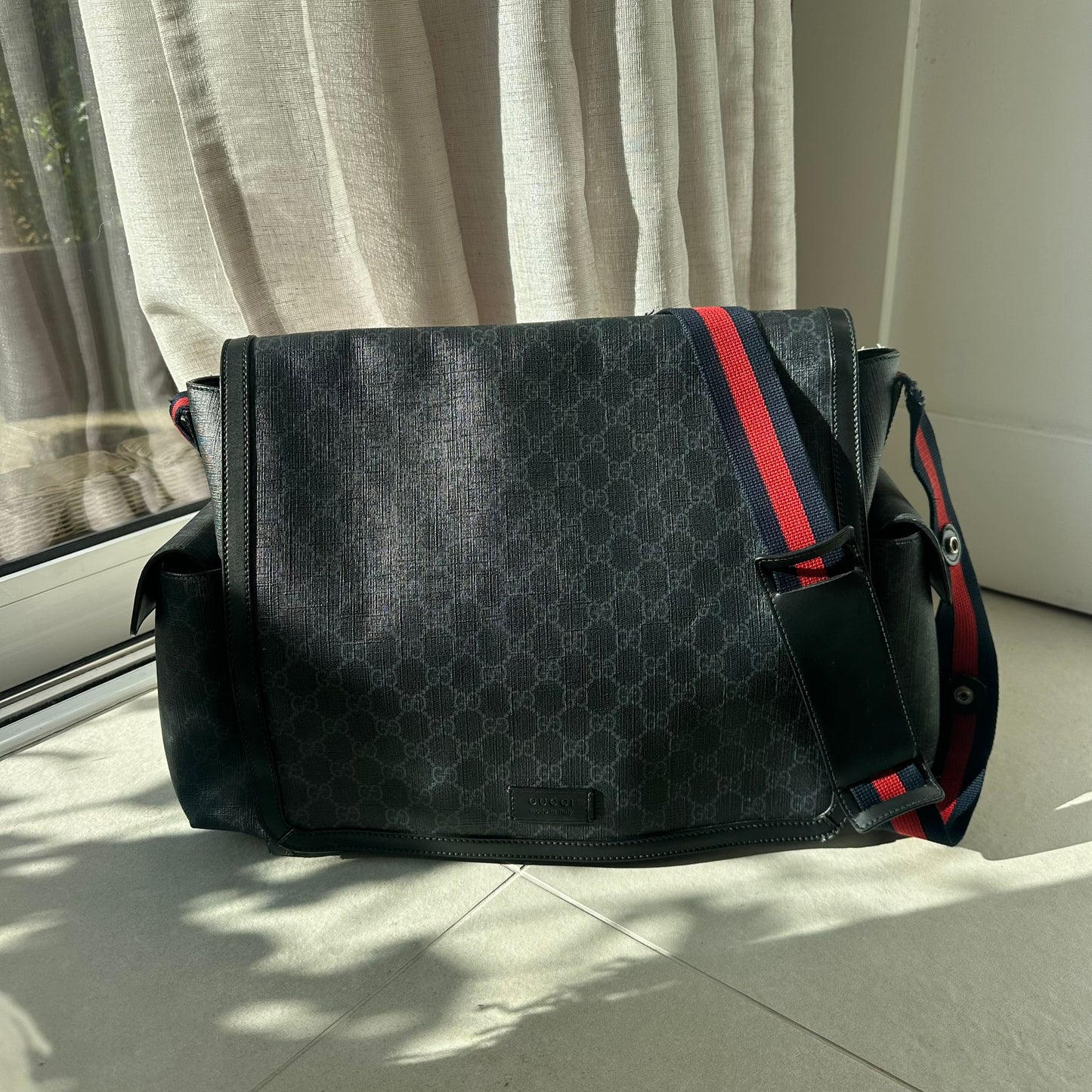 Gucci Navy Red GG Supreme Baby Changing Bag