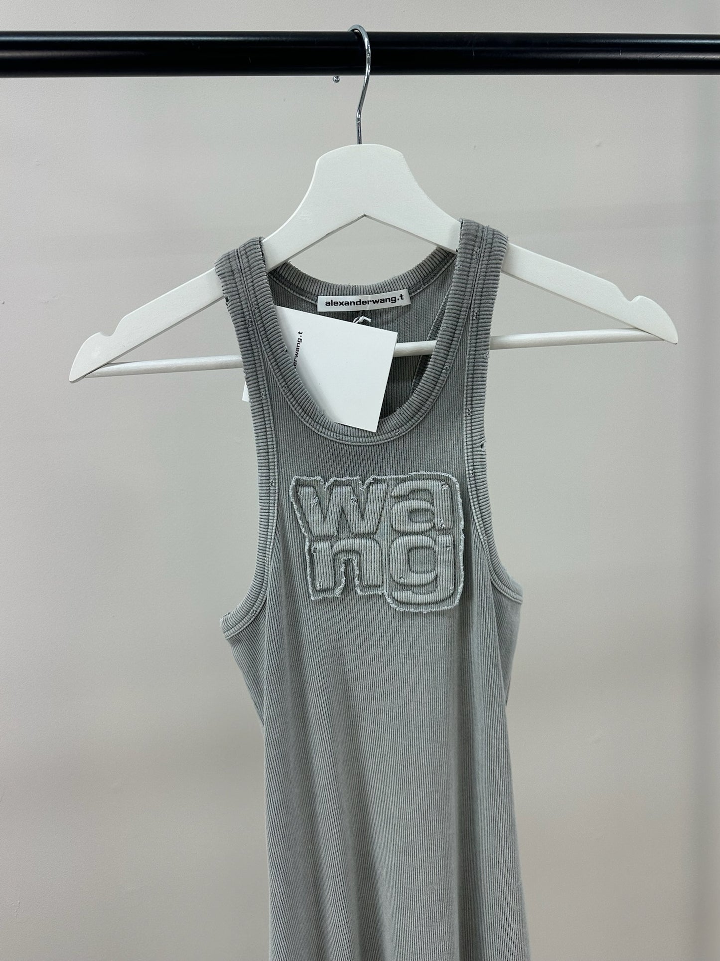 Alexander Wang Grey Ribbed WANG Maxi Dress-New In Tags 10/Small