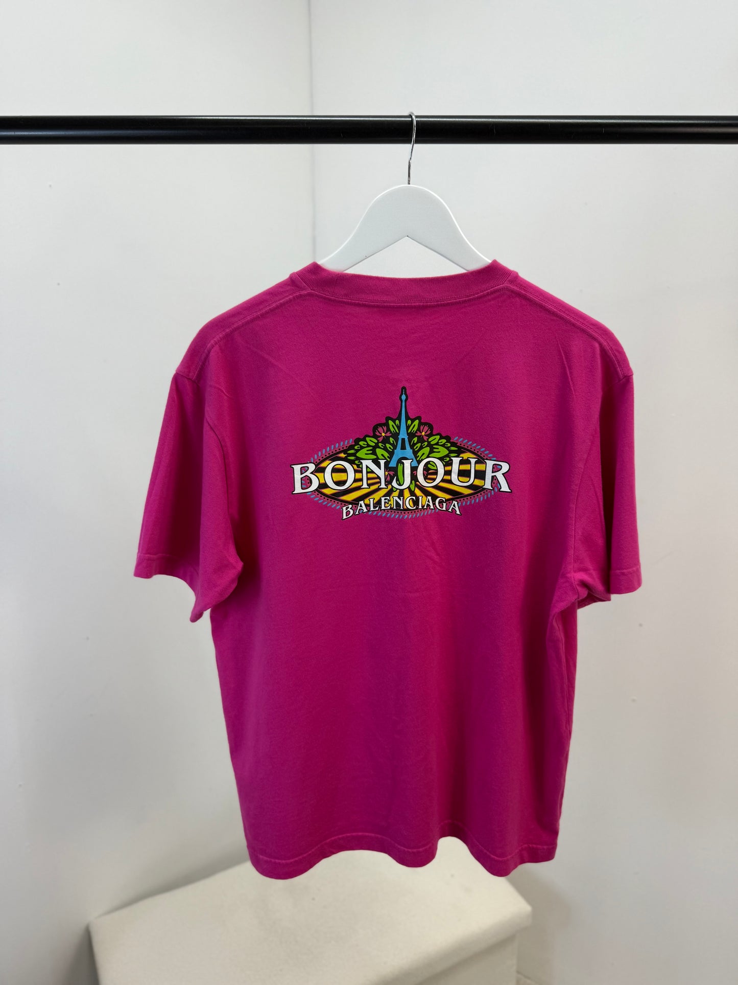 Balenciaga Pink Bonjour T-Shirt -XS Oversize