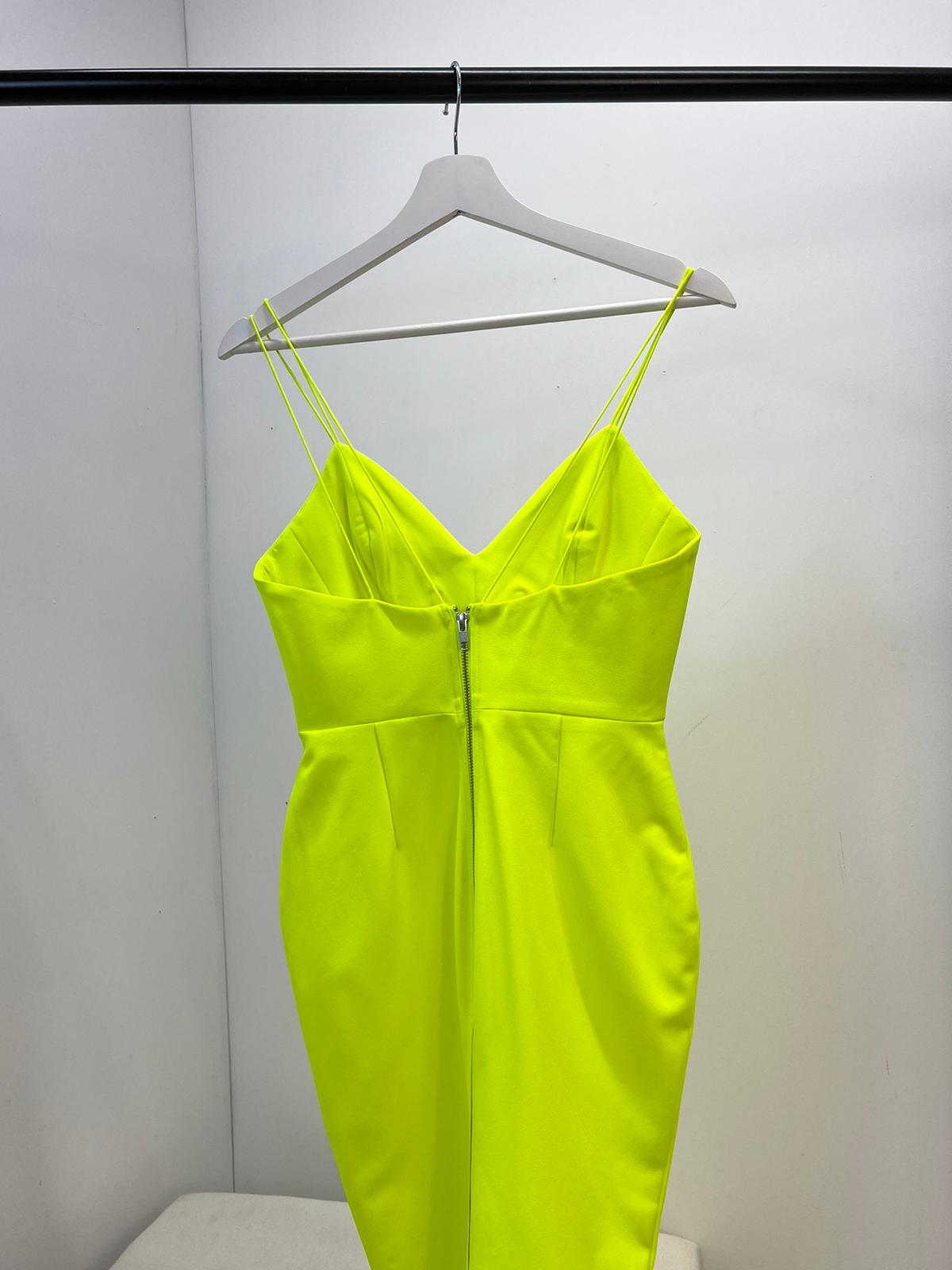 Alex Perry Green yellow Strap Zip Up Dress - UK 10