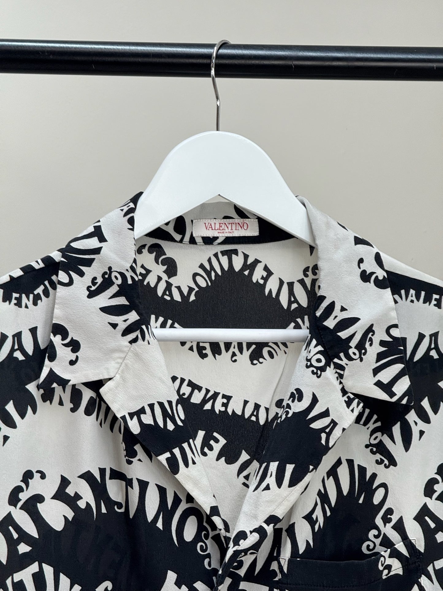 Valentino Black White Multi Logo Shirt - 48/Medium
