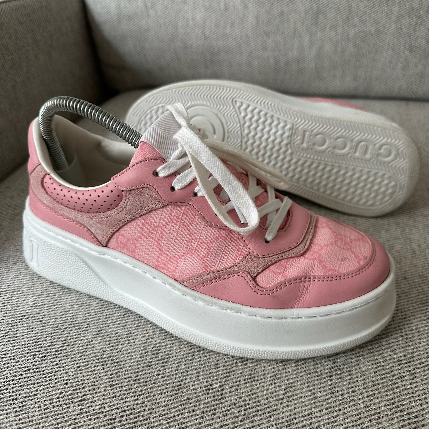 Gucci Pink GG Chunky B Trainers-UK 5