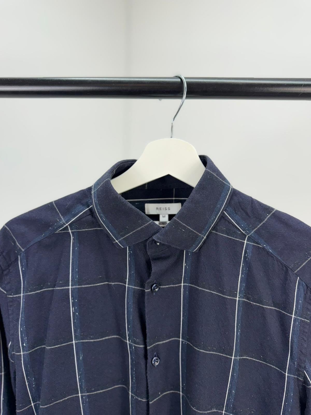 Reiss Navy Striped Slim Fit Shirt- Medium