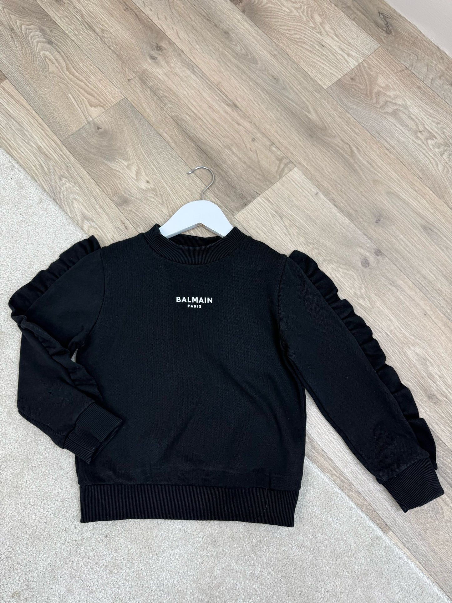 Kids Balmain Black Frill Jumper & Black Ribbed Logo Leggings - Age 6