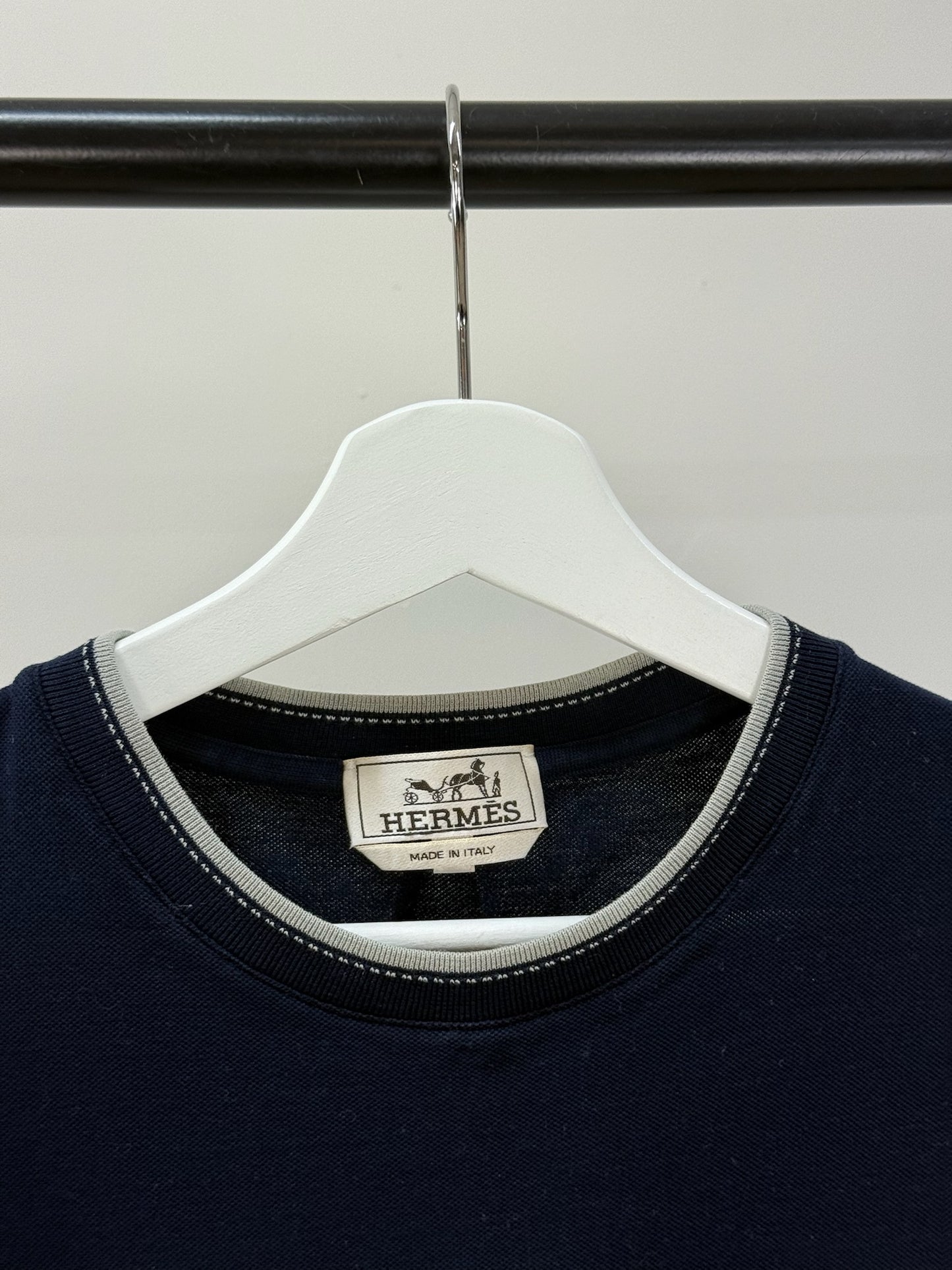Hermes Navy H Logo T-Shirt - medium