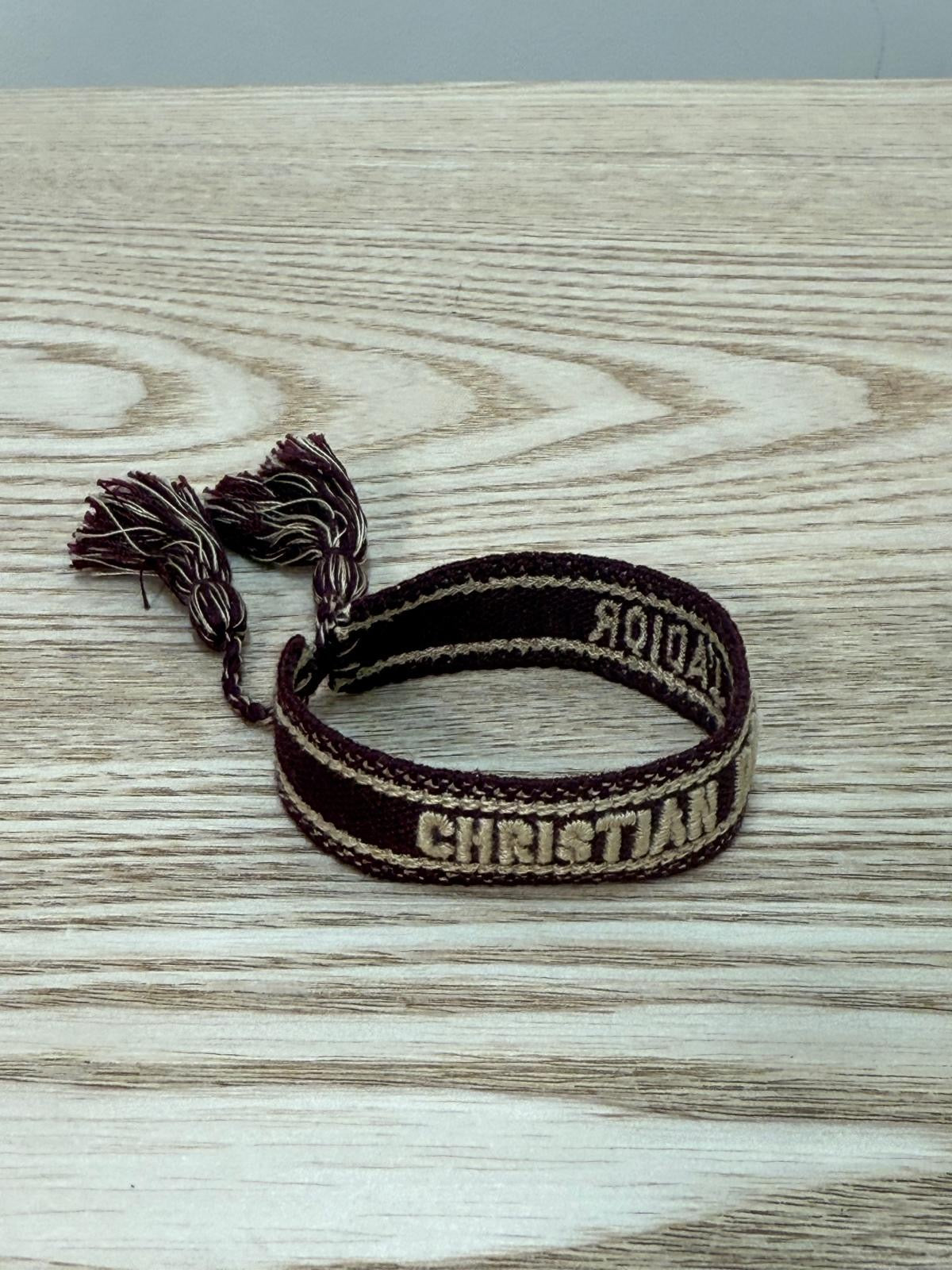 Dior Burgundy White Racer 'J'Adior' Friendship Bracelet - One Size