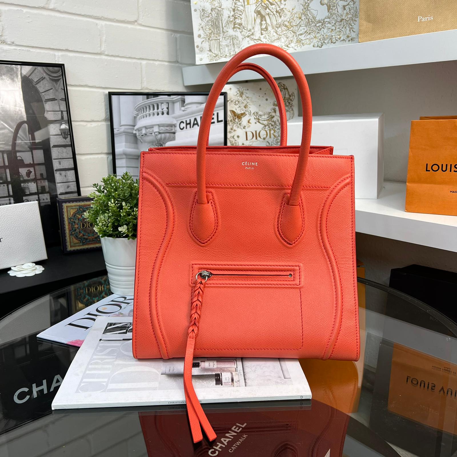 Celine Red Leather Phantom Luggage Tote Bag