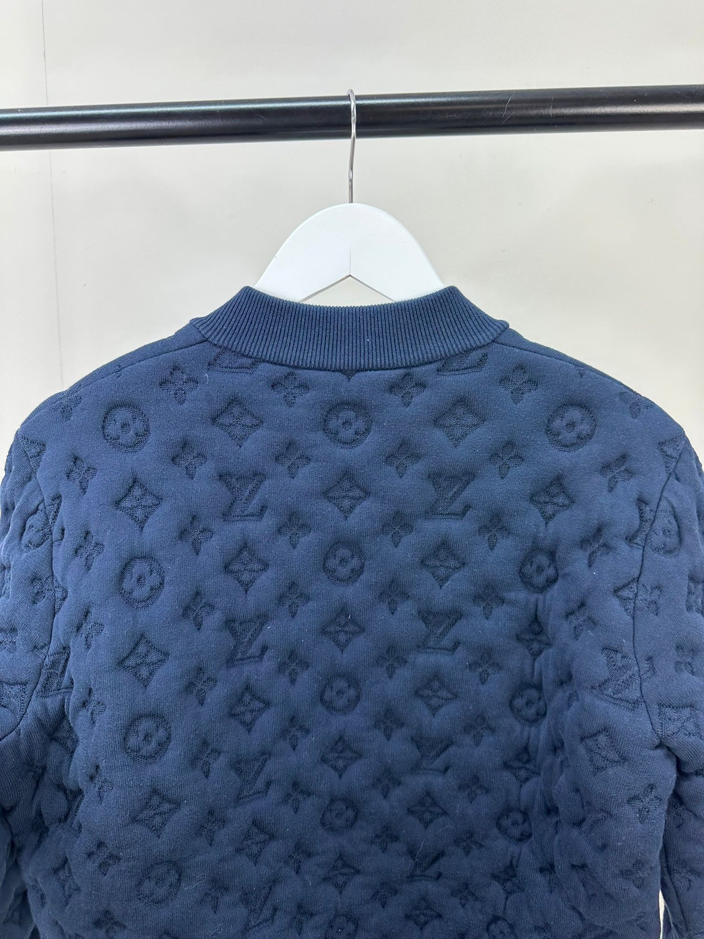 Louis Vuitton Navy Embossed Monogram Pilot Jacket - Small