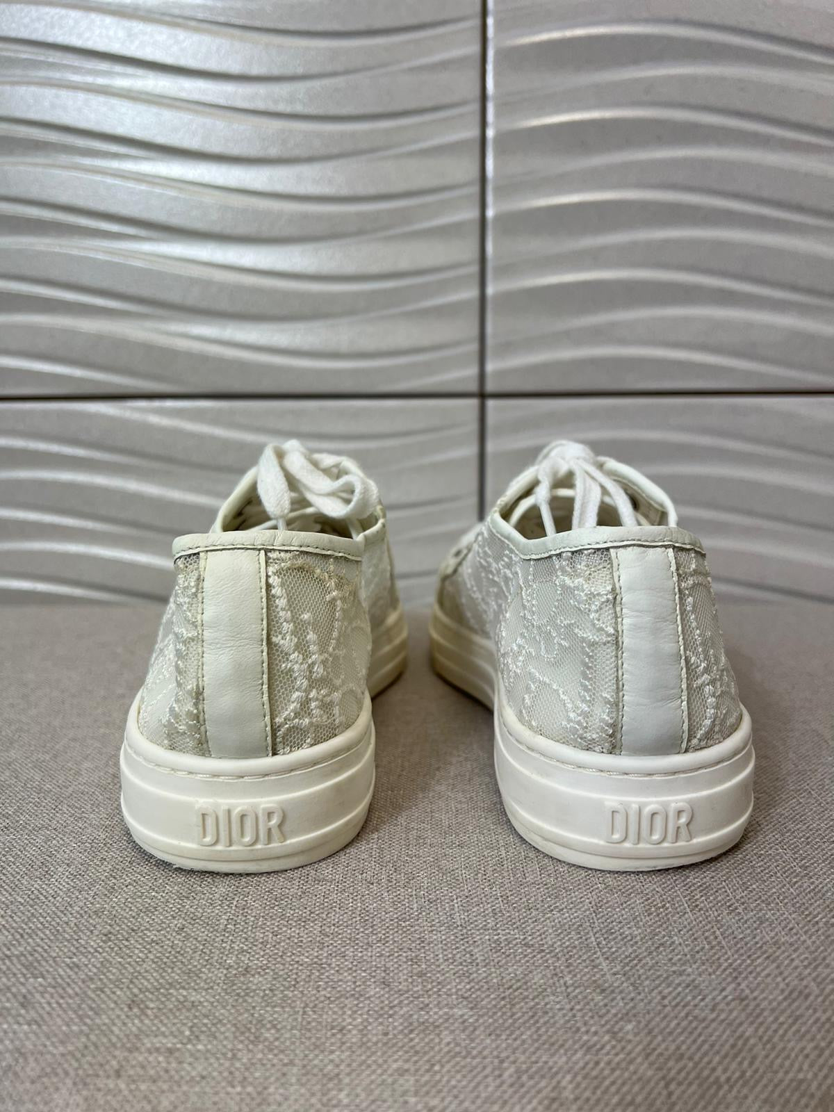 Kids Dior White Lace Lowtop Oblique Logo Trainer - EU 34, Junior 2