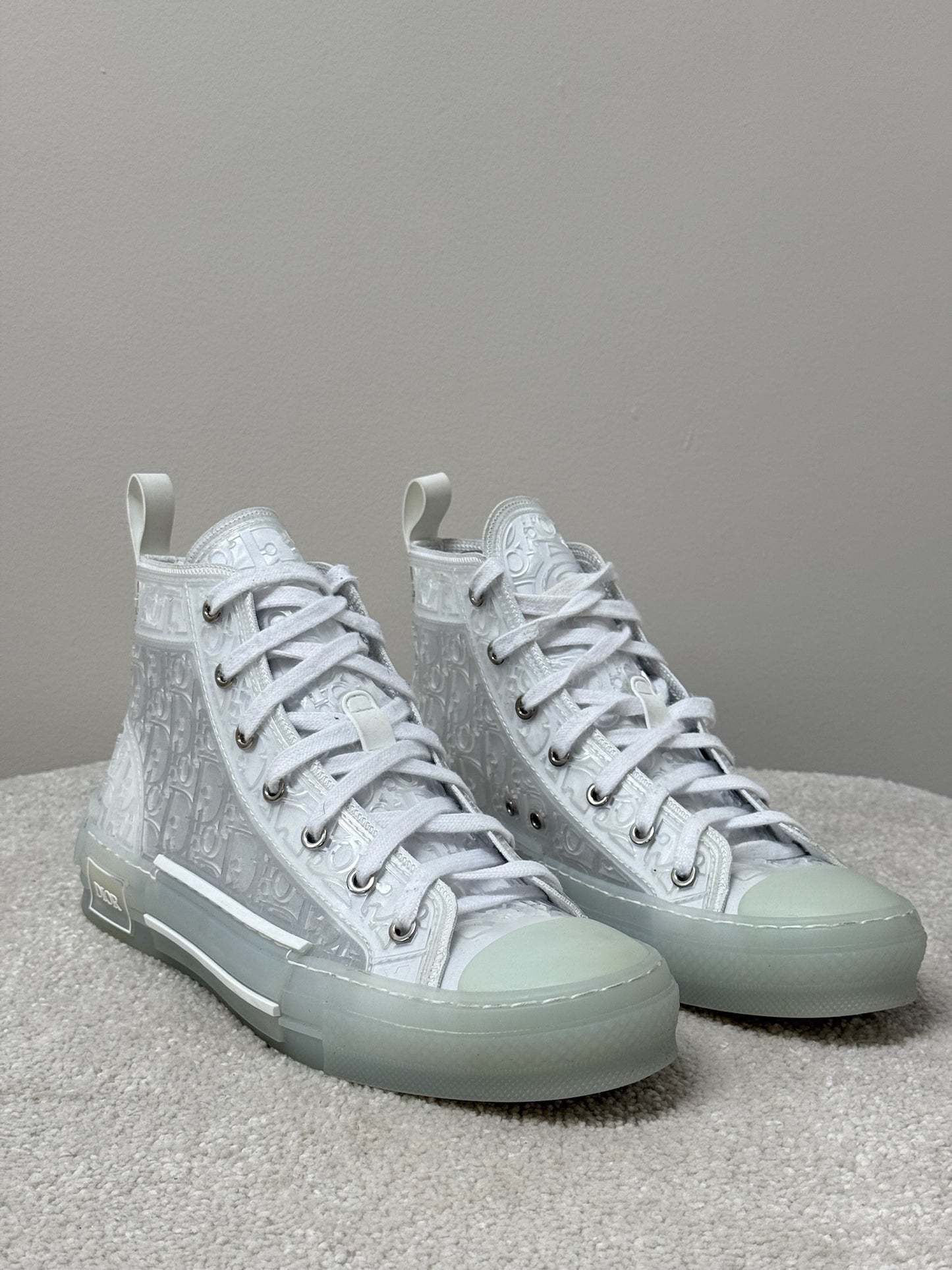 Dior White B23 Hightop Trainers- Mens - UK 6