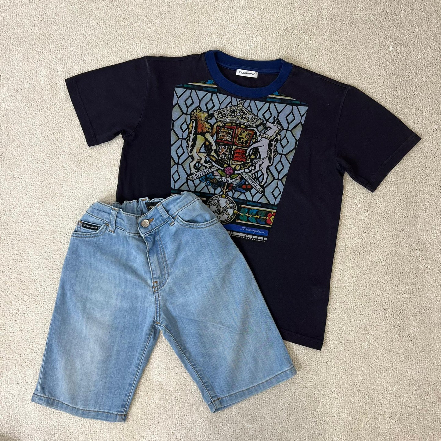 Kids Dolce & Gabbana Navy/Purple Window Shield Print T-Shirt (Age 6)