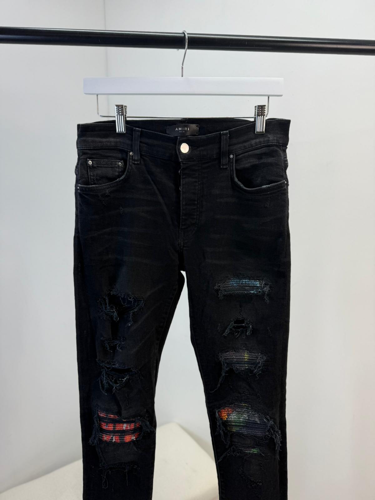Amiri Black Pink Blue MX1 Ripped Jeans -30