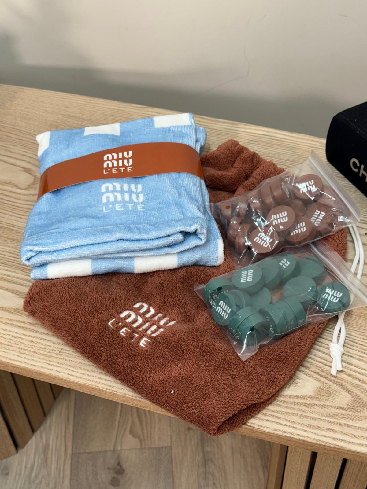 Miu Miu Blue And White L’Été Checkerboard Towel With Checkers - One Size