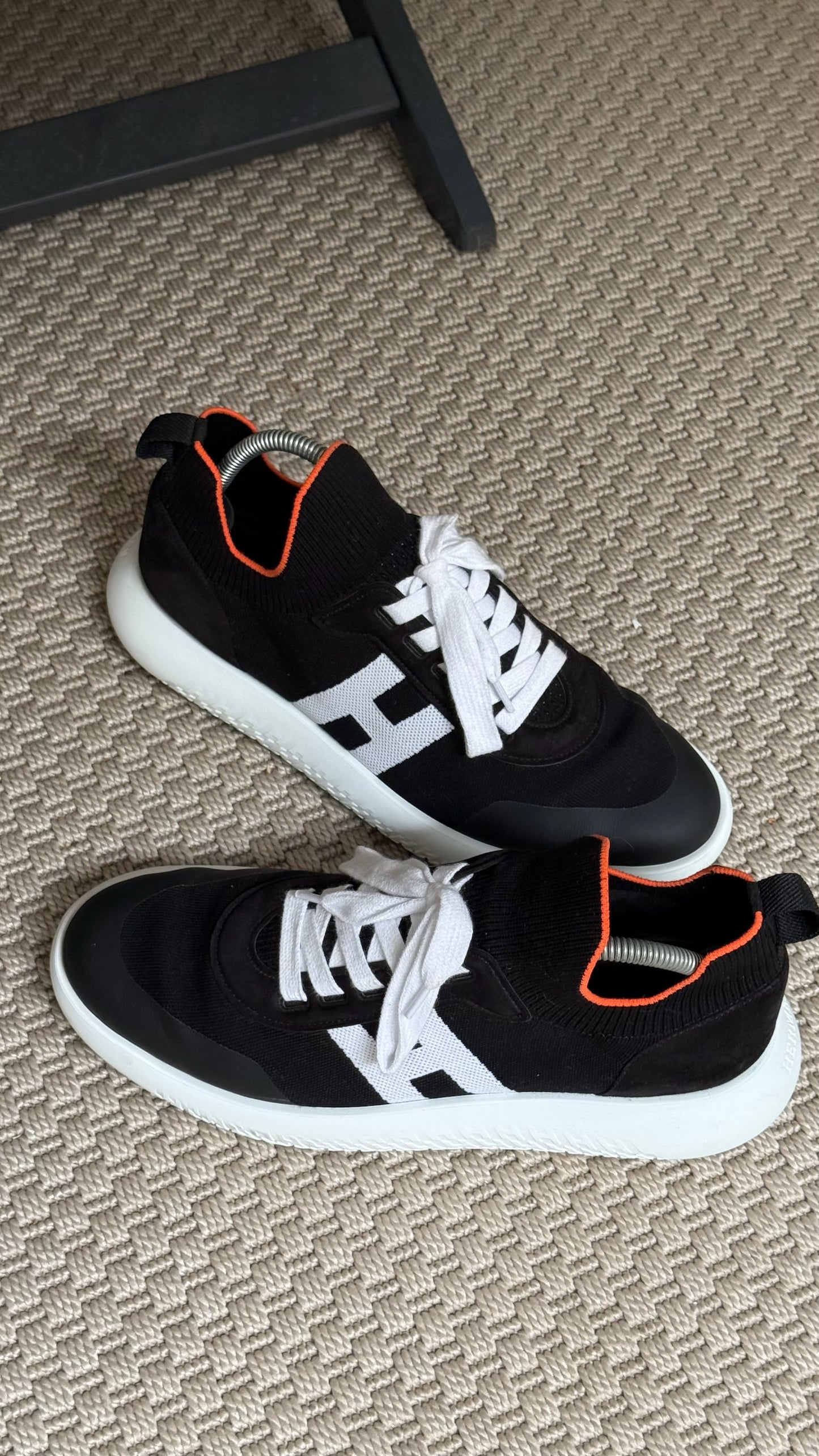 Hermes Black Orange Crew Trainers - UK 8