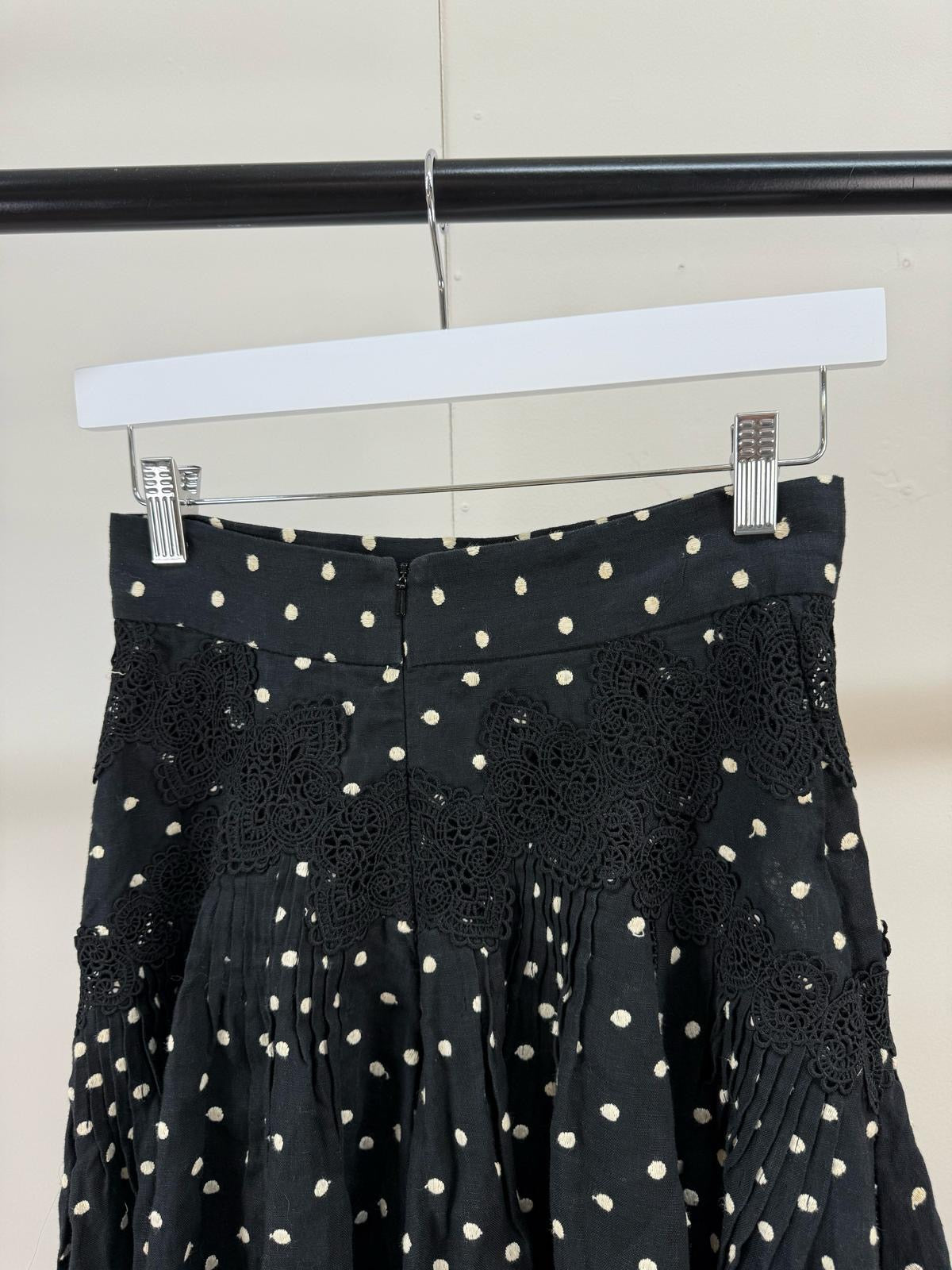 Zimmermann Black Polkadot Skirt - 0 Uk 8