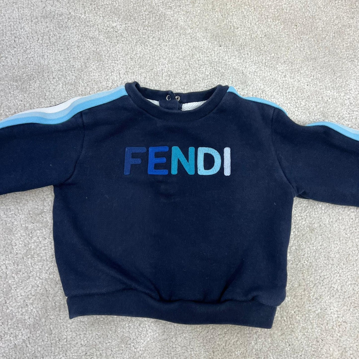 Kids Fendi White Blue Logo Jumper - 12M