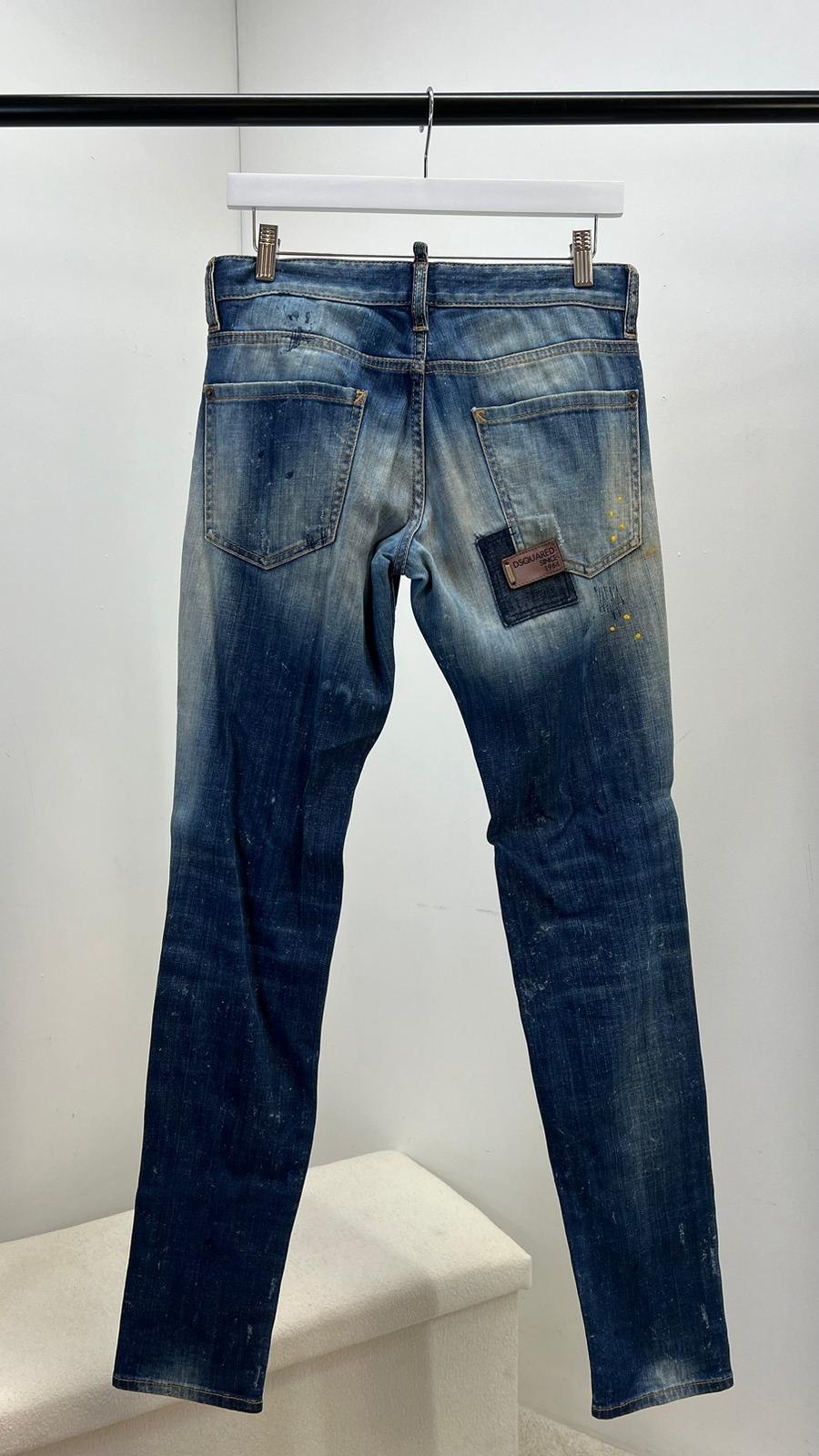 Dsquared2 Mens Blue Yellow Splash Jean - Label 44