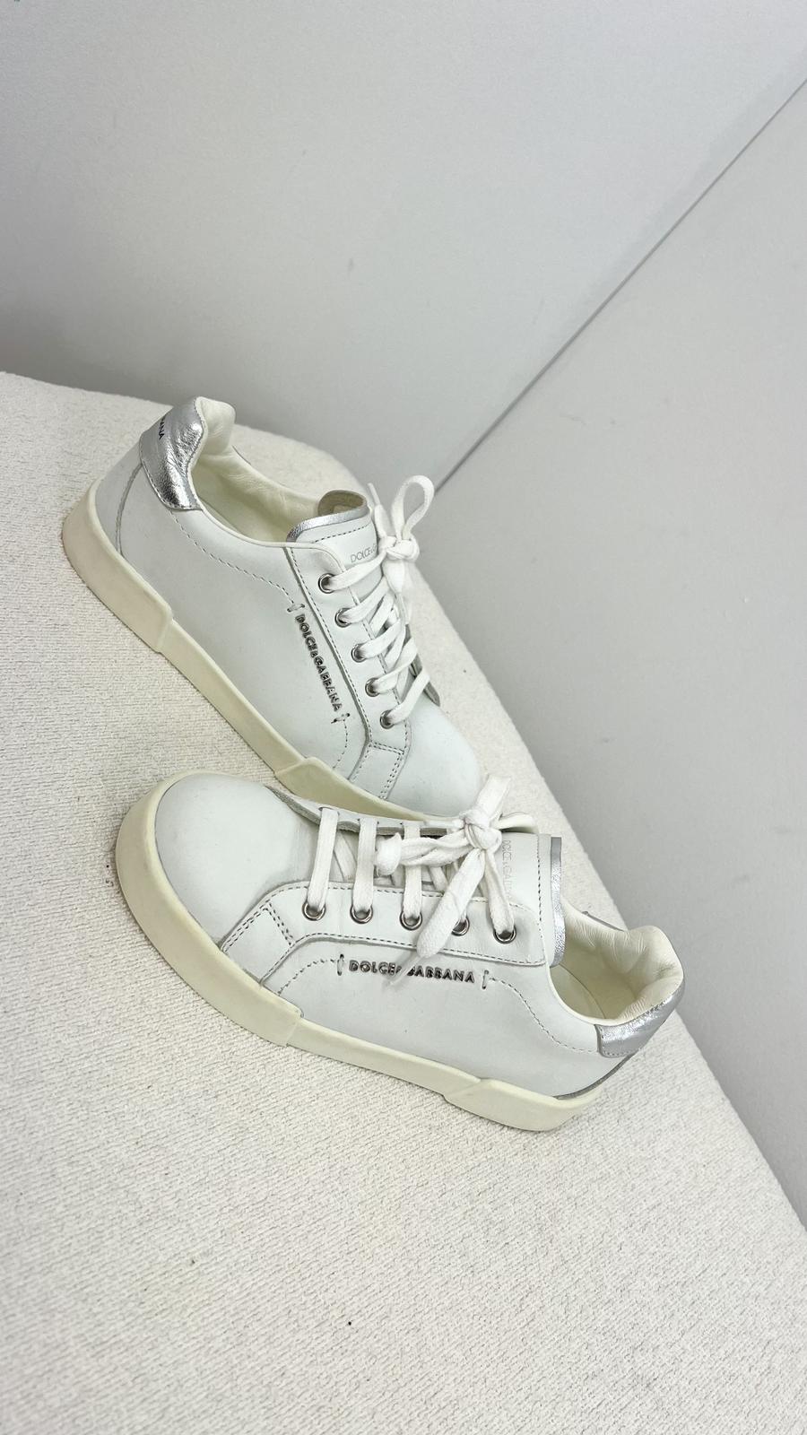 Kids Dolce & Gabbana white and silver logo trainer - EU 30