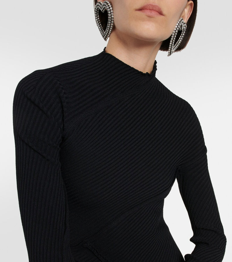 Balenciaga Black Ribbed Long Sleeve Maxi Dress – XS